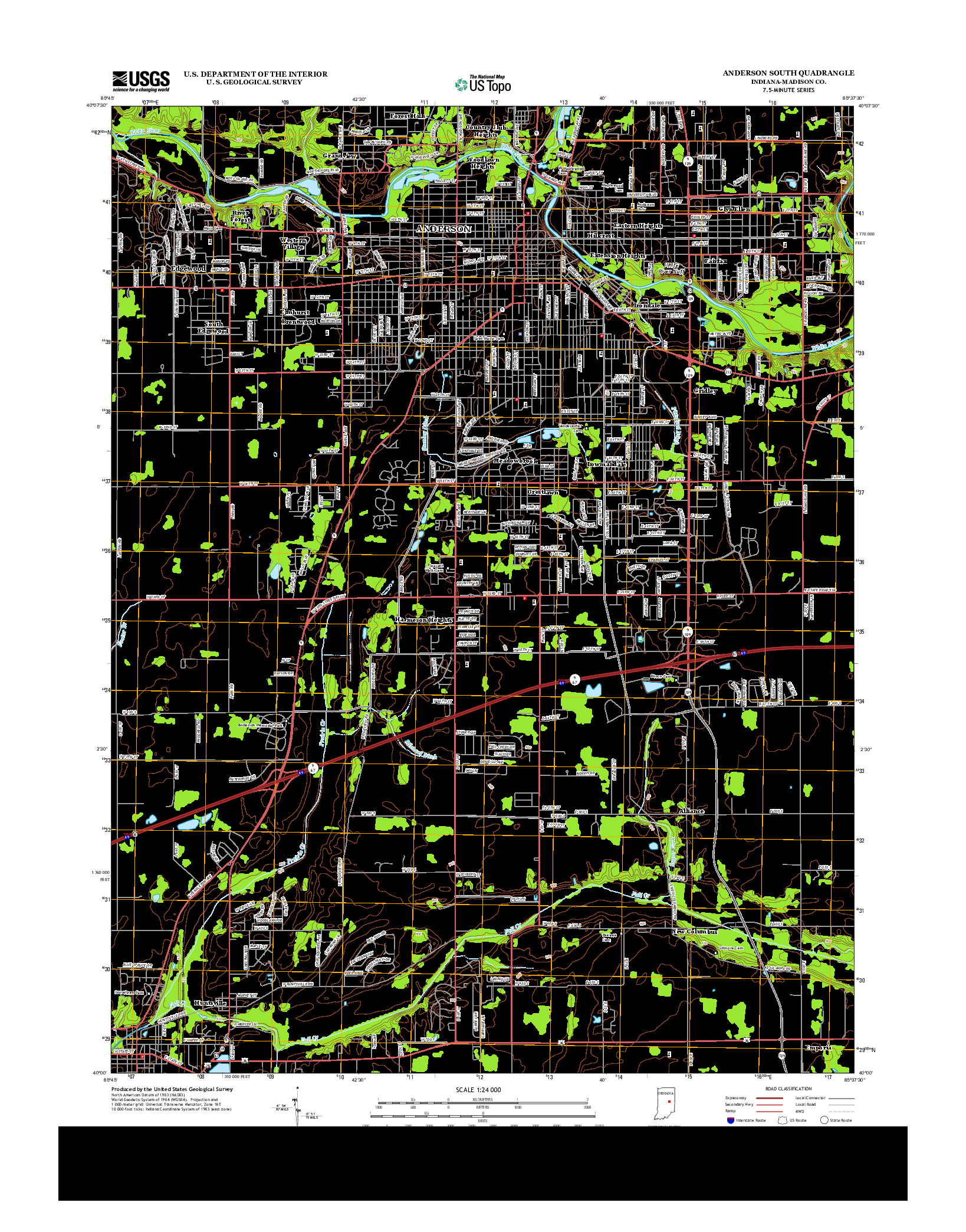 USGS US TOPO 7.5-MINUTE MAP FOR ANDERSON SOUTH, IN 2013