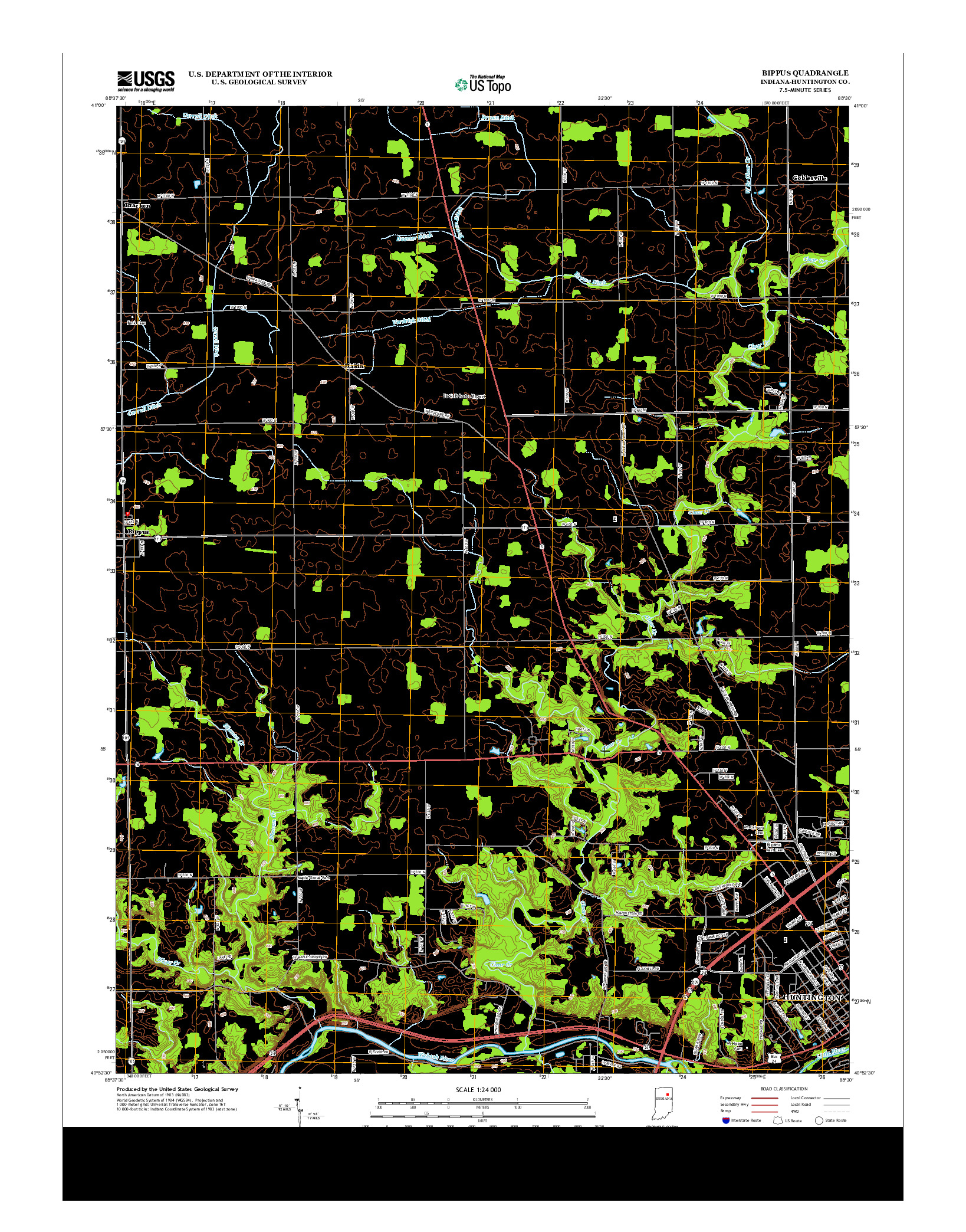 USGS US TOPO 7.5-MINUTE MAP FOR BIPPUS, IN 2013