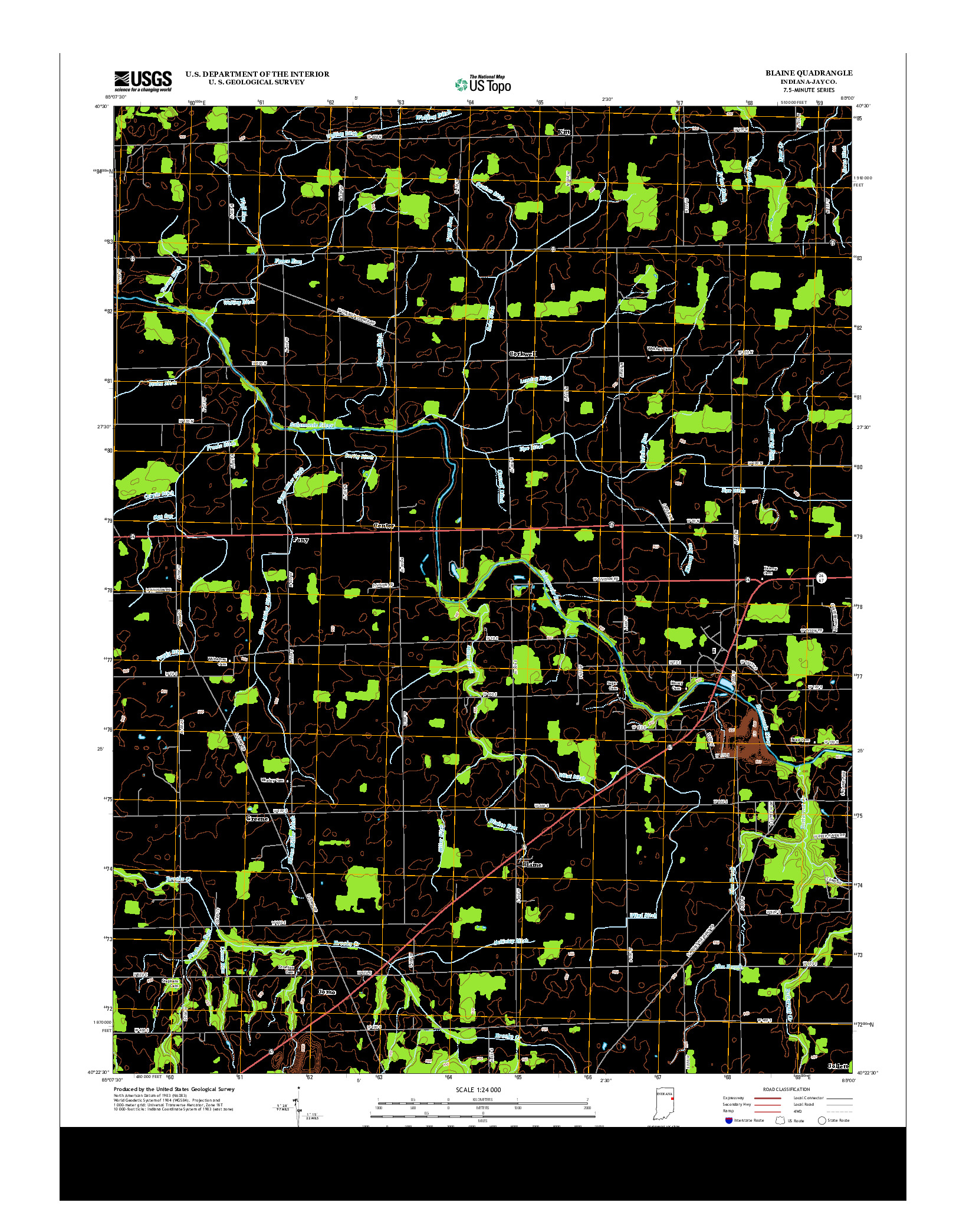 USGS US TOPO 7.5-MINUTE MAP FOR BLAINE, IN 2013