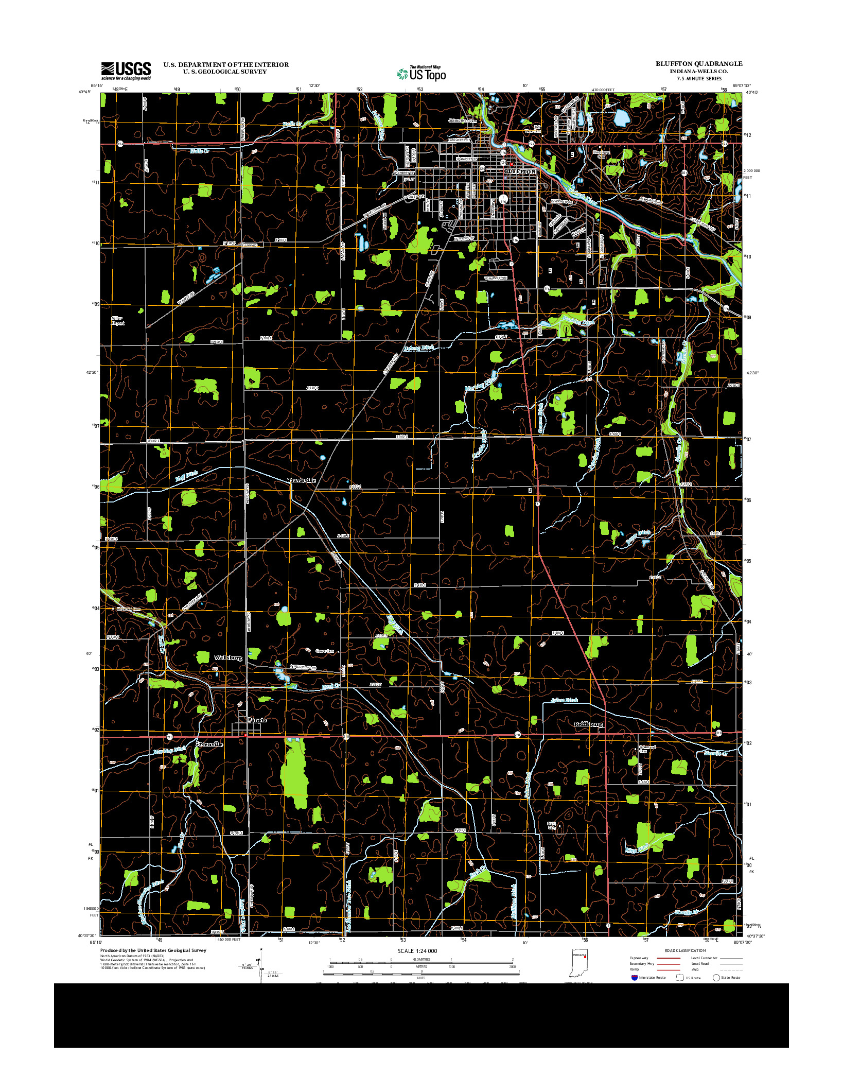 USGS US TOPO 7.5-MINUTE MAP FOR BLUFFTON, IN 2013