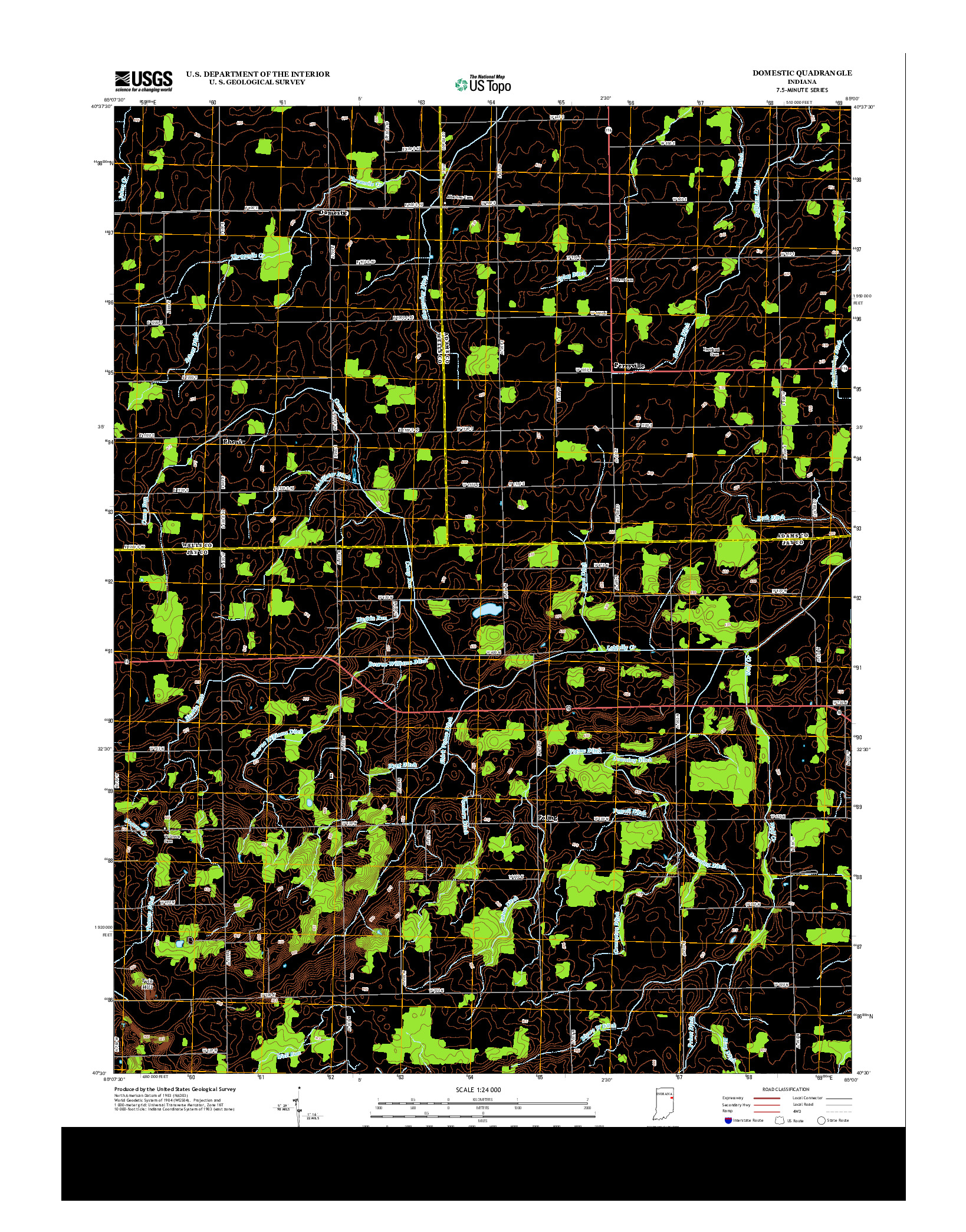 USGS US TOPO 7.5-MINUTE MAP FOR DOMESTIC, IN 2013