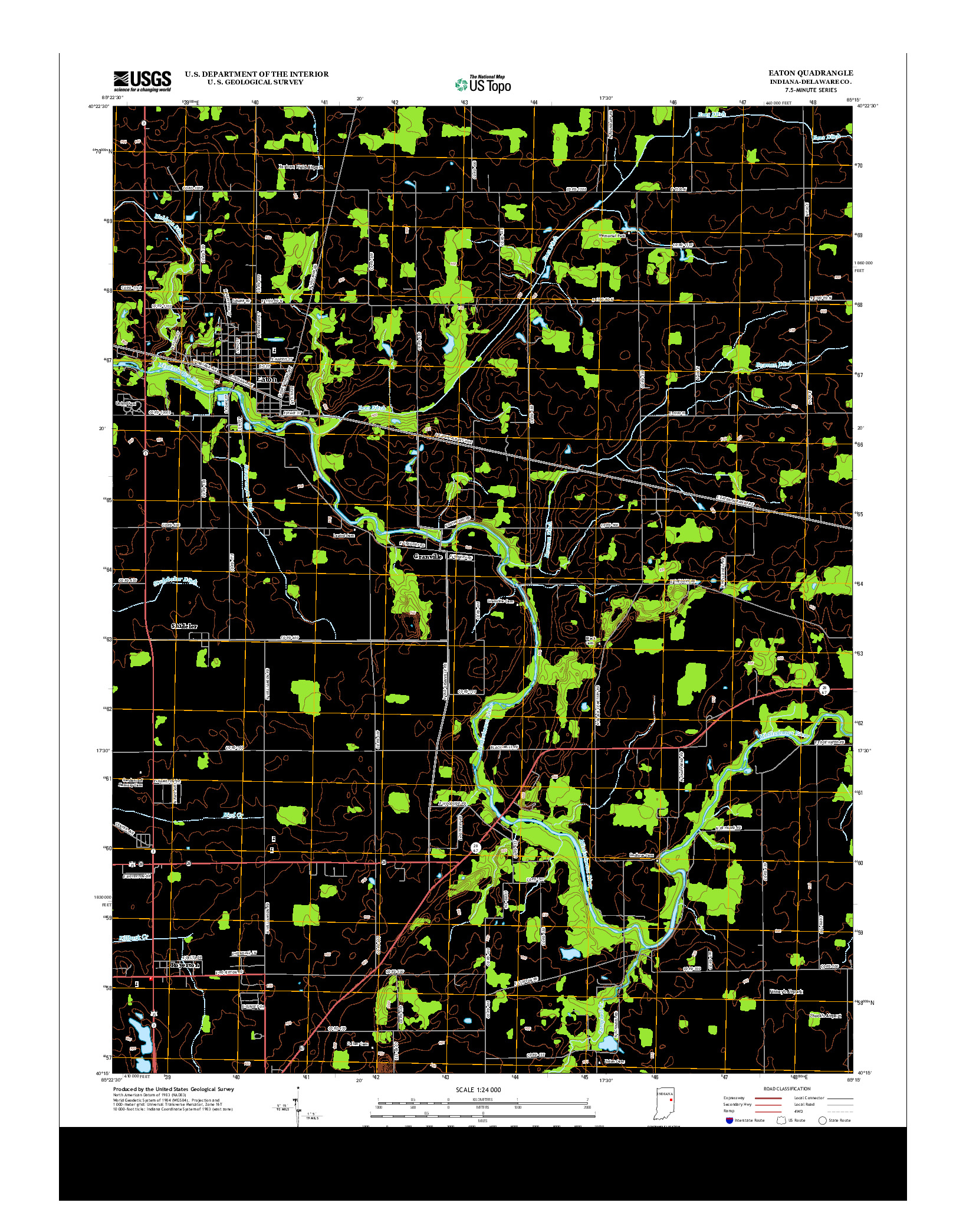 USGS US TOPO 7.5-MINUTE MAP FOR EATON, IN 2013