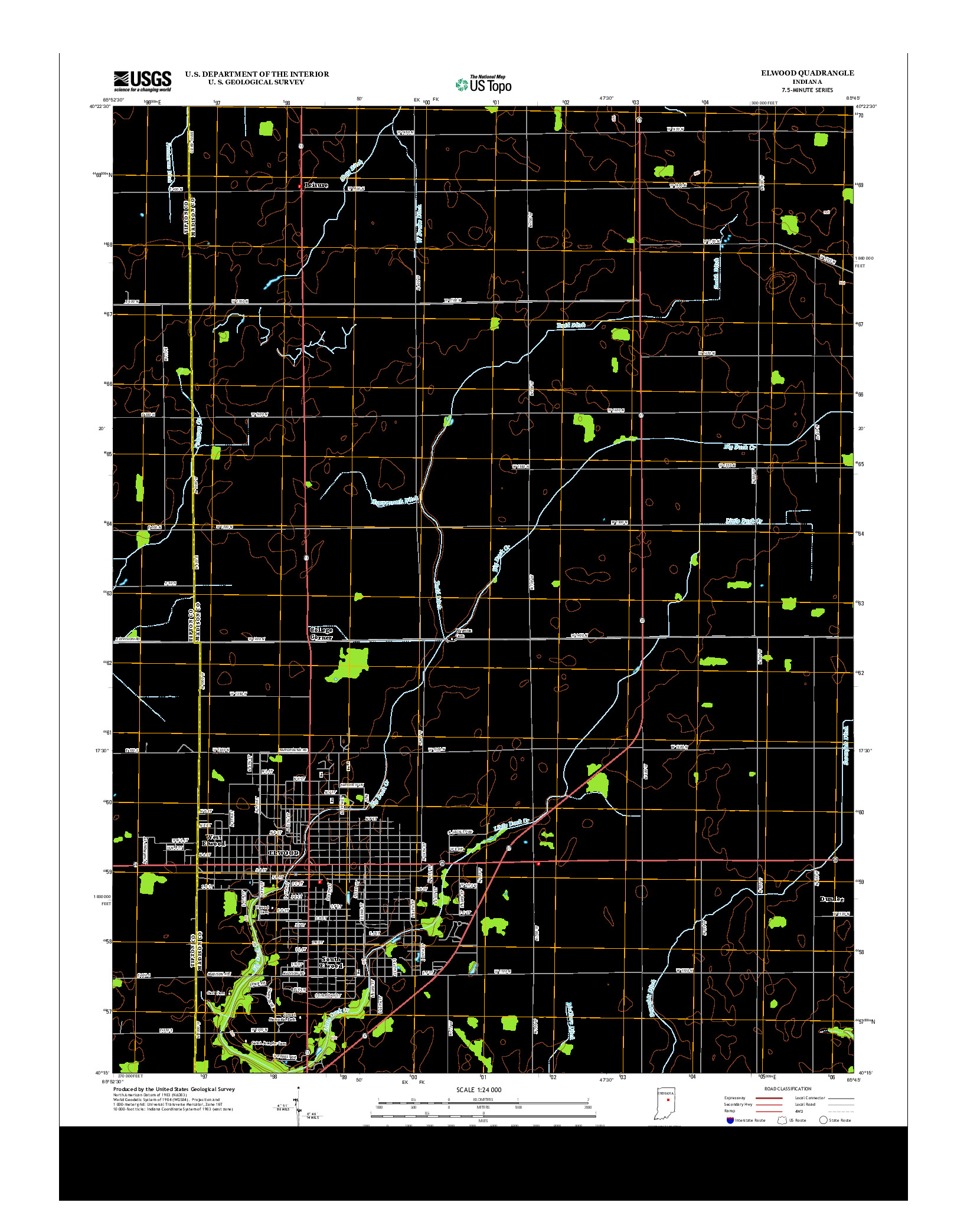 USGS US TOPO 7.5-MINUTE MAP FOR ELWOOD, IN 2013