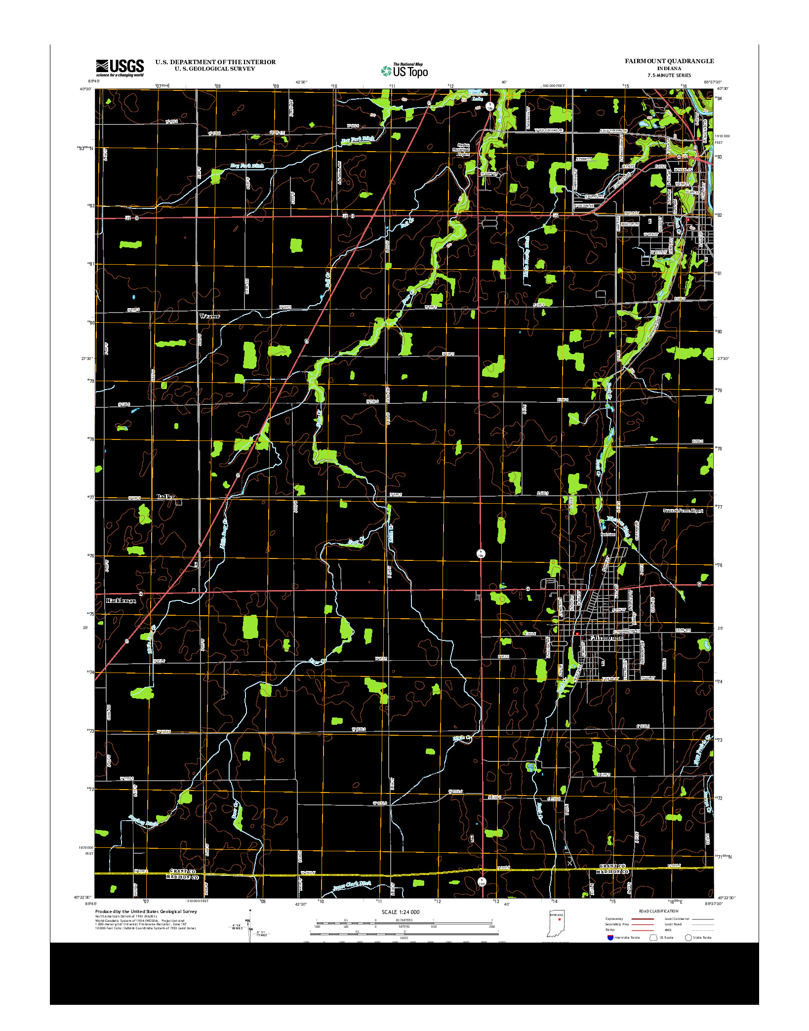 USGS US TOPO 7.5-MINUTE MAP FOR FAIRMOUNT, IN 2013