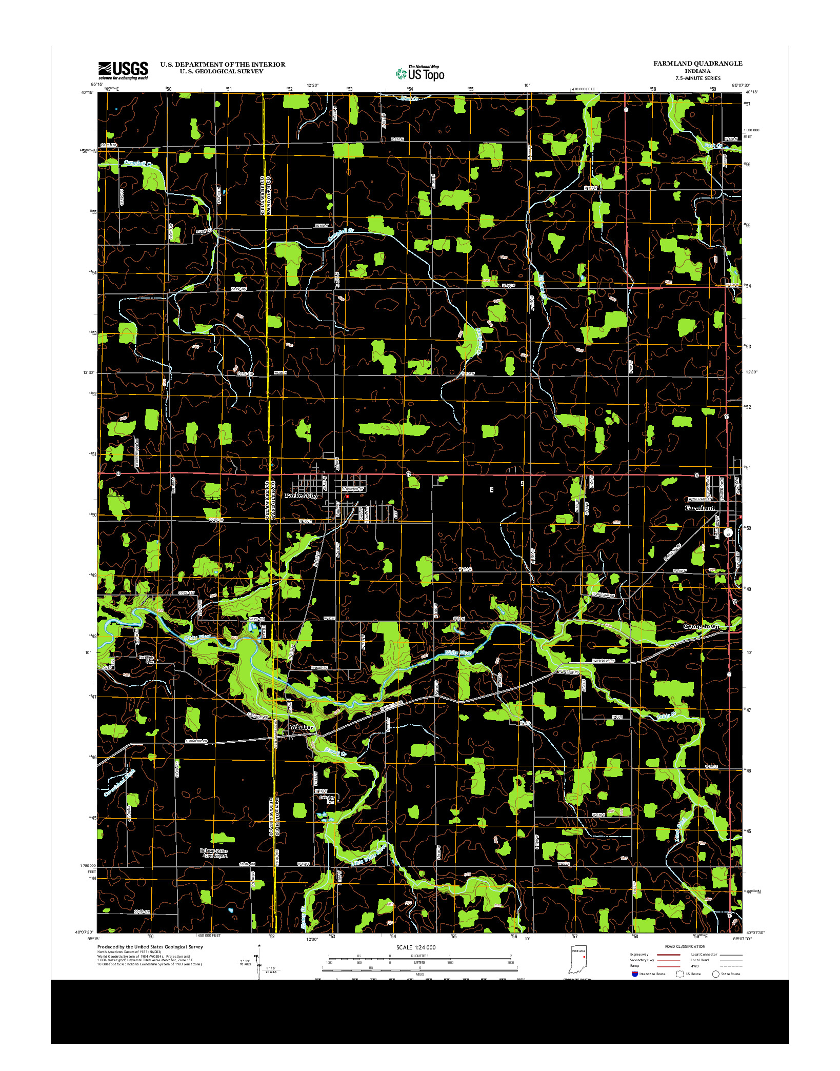 USGS US TOPO 7.5-MINUTE MAP FOR FARMLAND, IN 2013