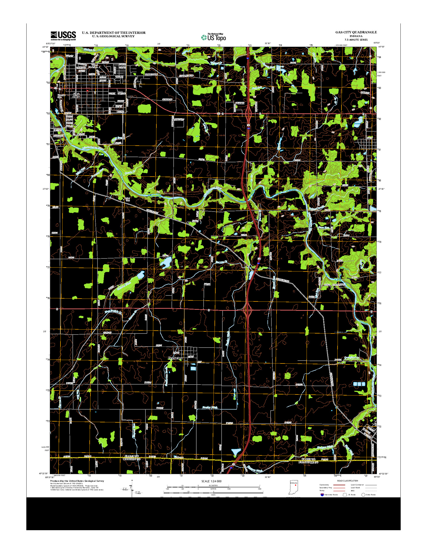 USGS US TOPO 7.5-MINUTE MAP FOR GAS CITY, IN 2013