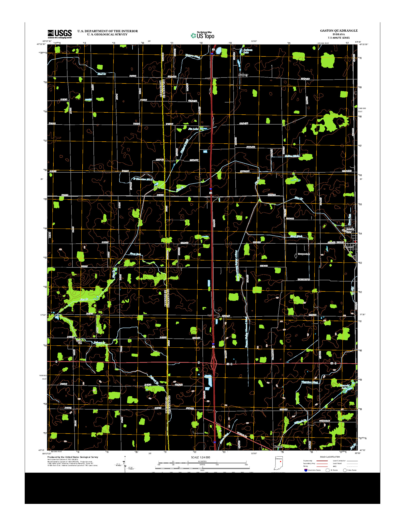 USGS US TOPO 7.5-MINUTE MAP FOR GASTON, IN 2013