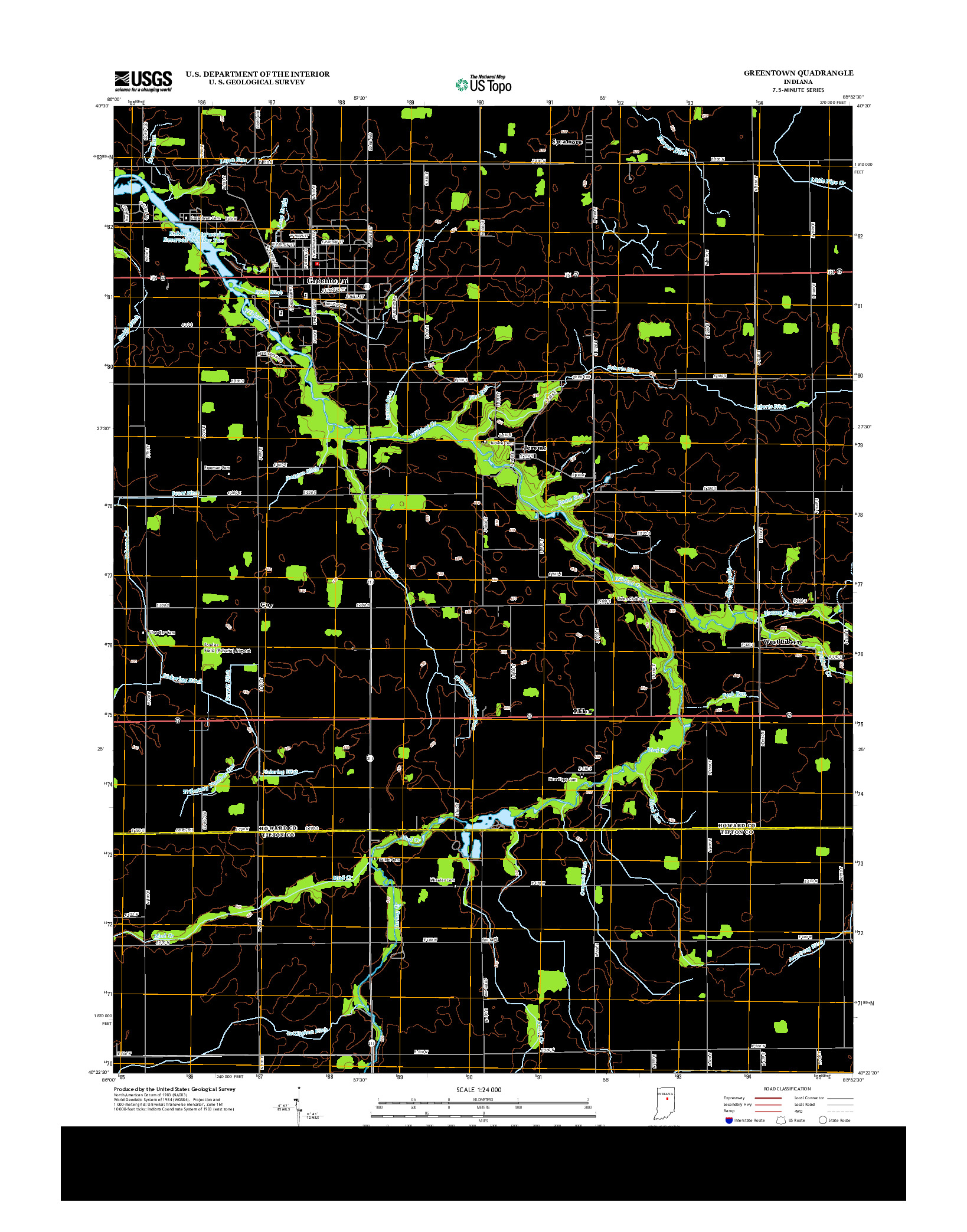 USGS US TOPO 7.5-MINUTE MAP FOR GREENTOWN, IN 2013