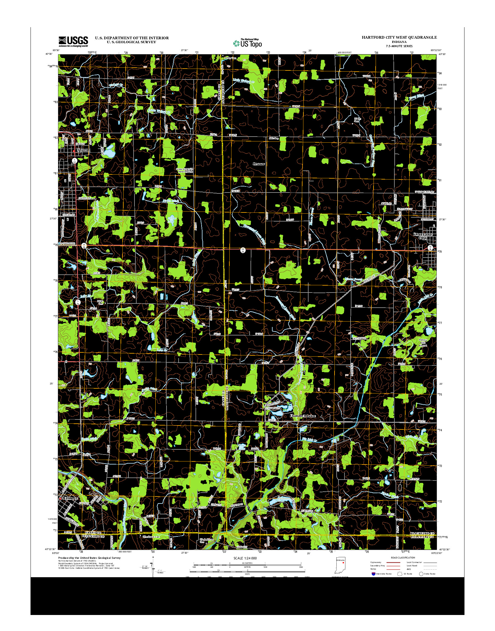 USGS US TOPO 7.5-MINUTE MAP FOR HARTFORD CITY WEST, IN 2013