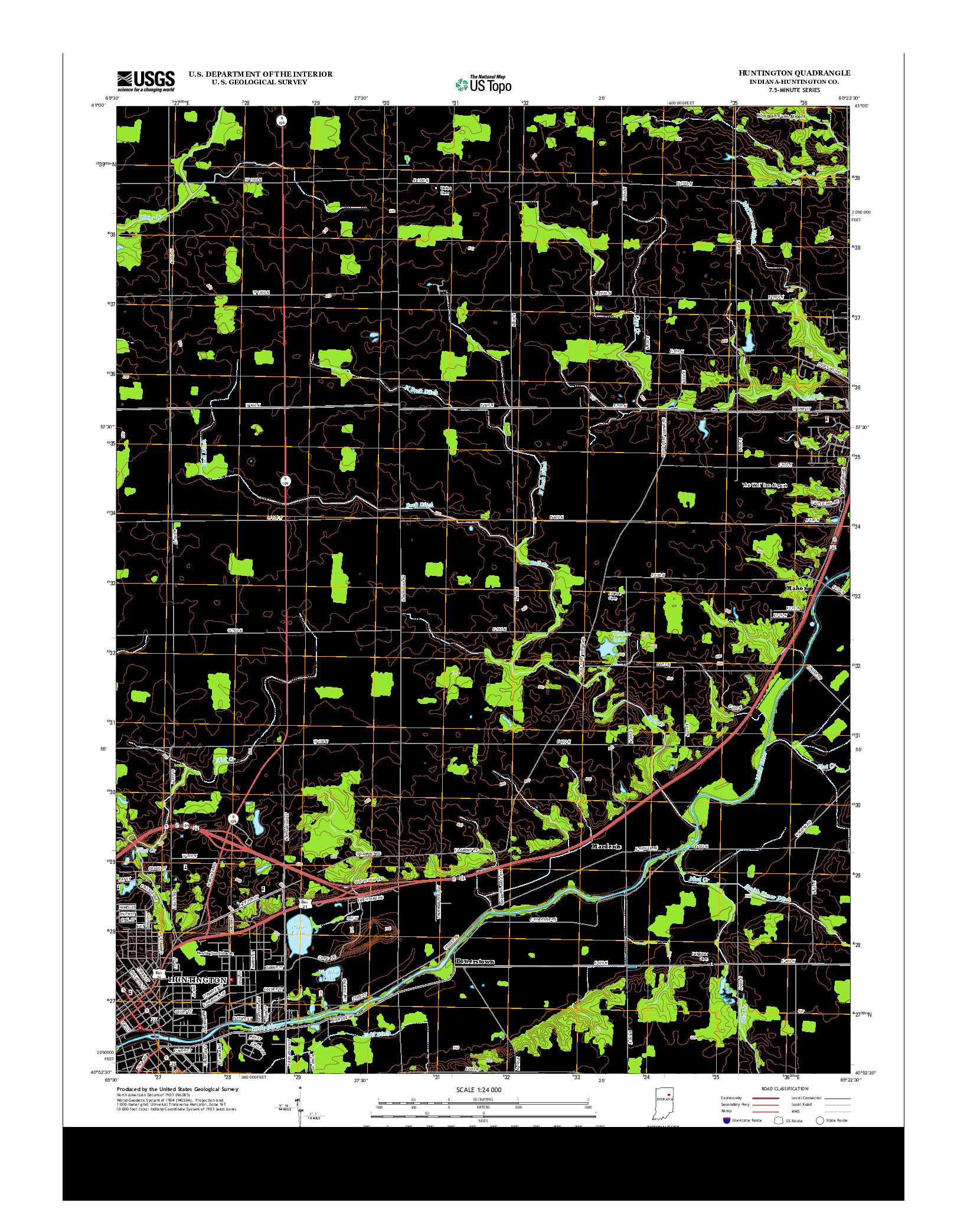 USGS US TOPO 7.5-MINUTE MAP FOR HUNTINGTON, IN 2013