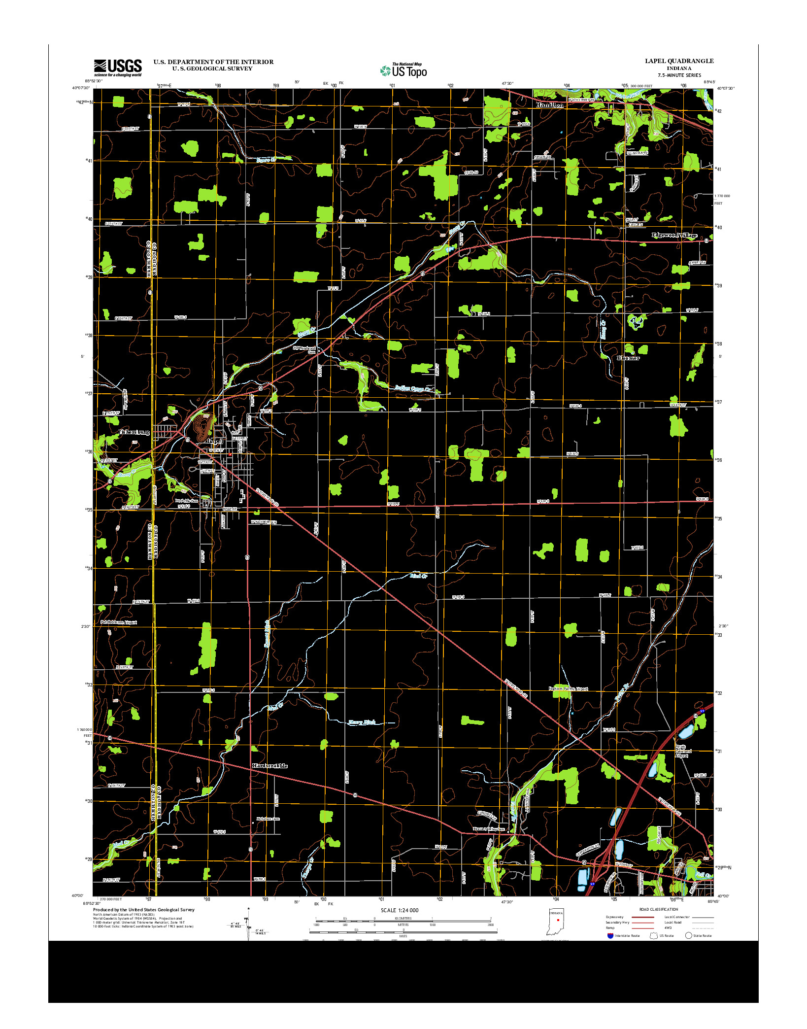 USGS US TOPO 7.5-MINUTE MAP FOR LAPEL, IN 2013