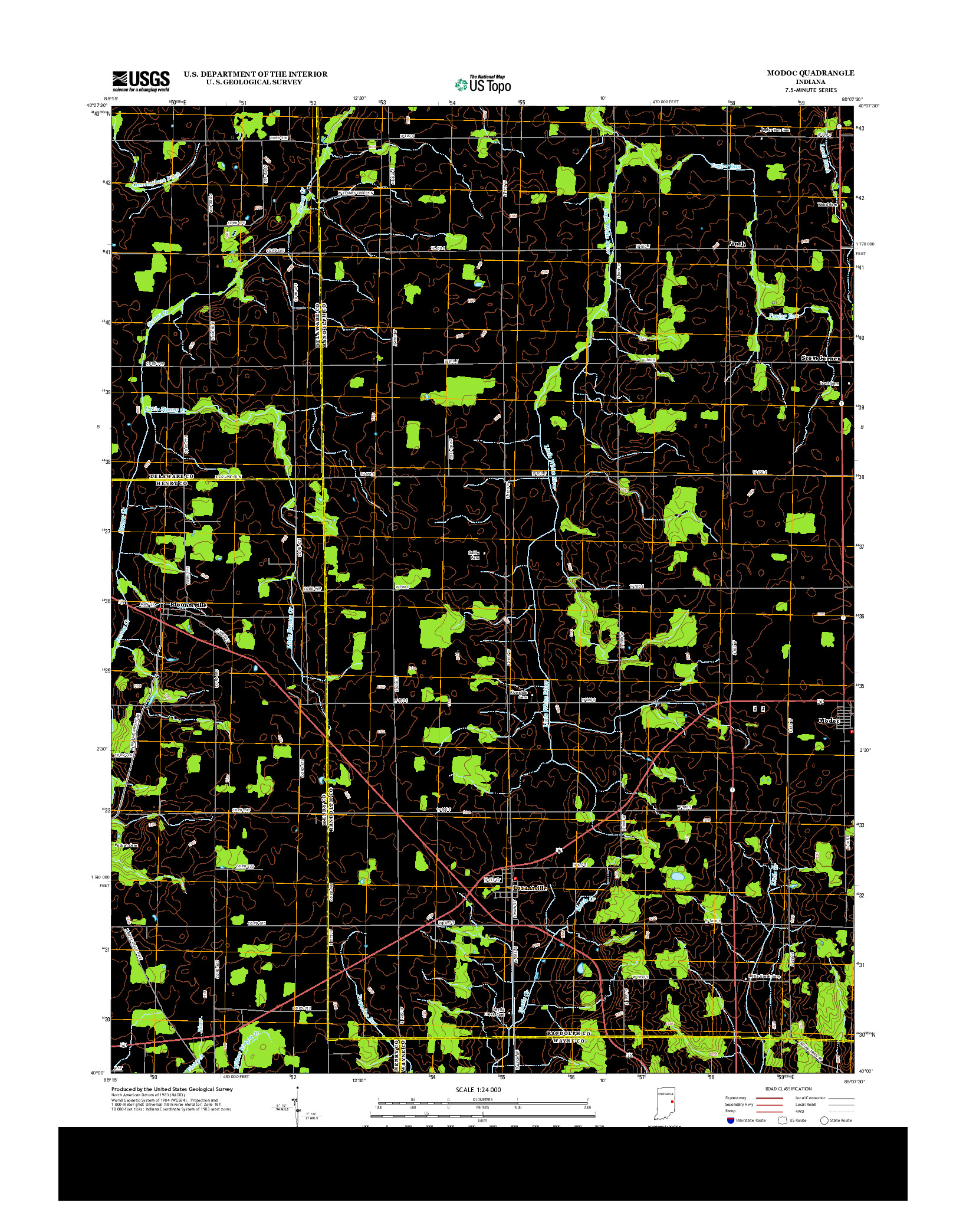 USGS US TOPO 7.5-MINUTE MAP FOR MODOC, IN 2013