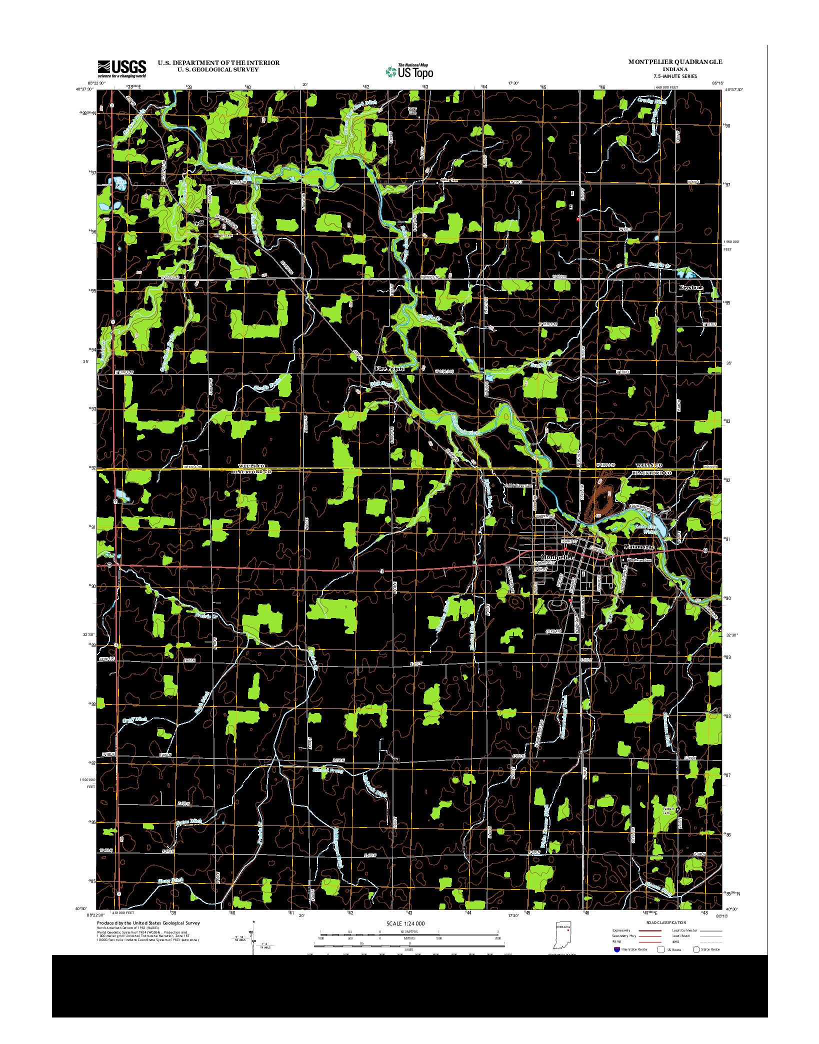 USGS US TOPO 7.5-MINUTE MAP FOR MONTPELIER, IN 2013