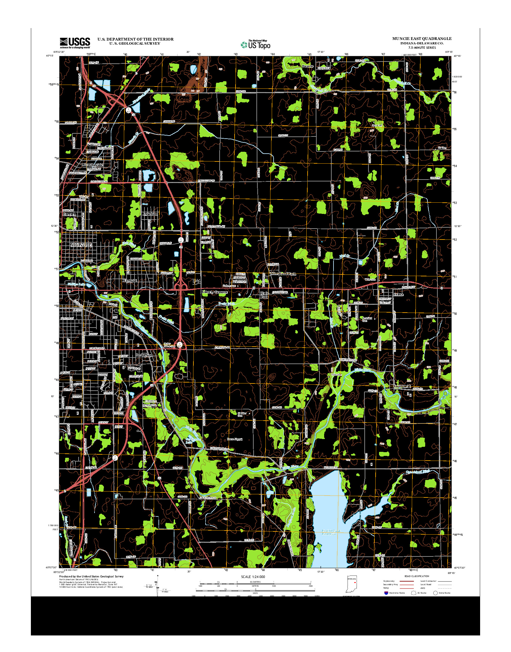 USGS US TOPO 7.5-MINUTE MAP FOR MUNCIE EAST, IN 2013