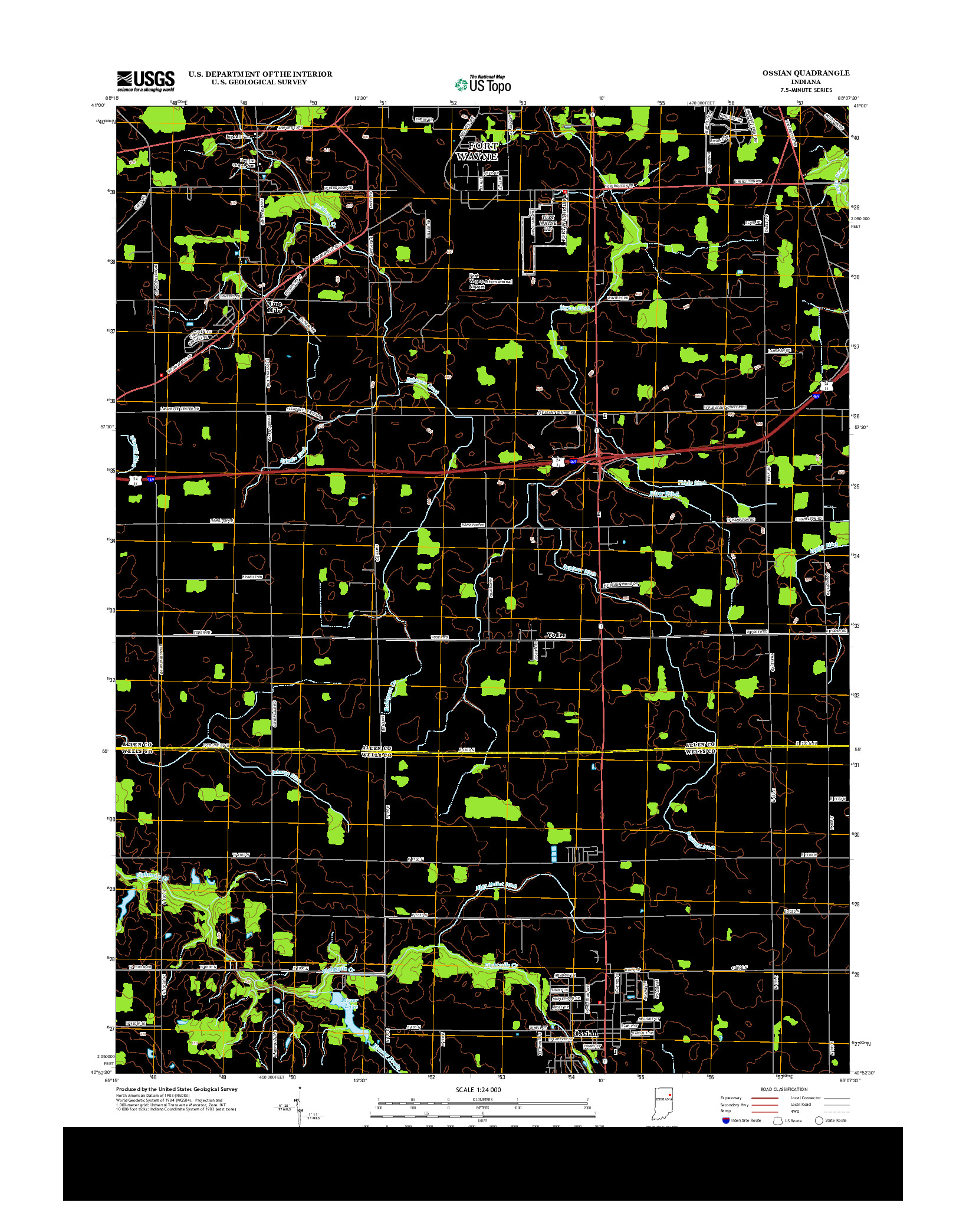 USGS US TOPO 7.5-MINUTE MAP FOR OSSIAN, IN 2013