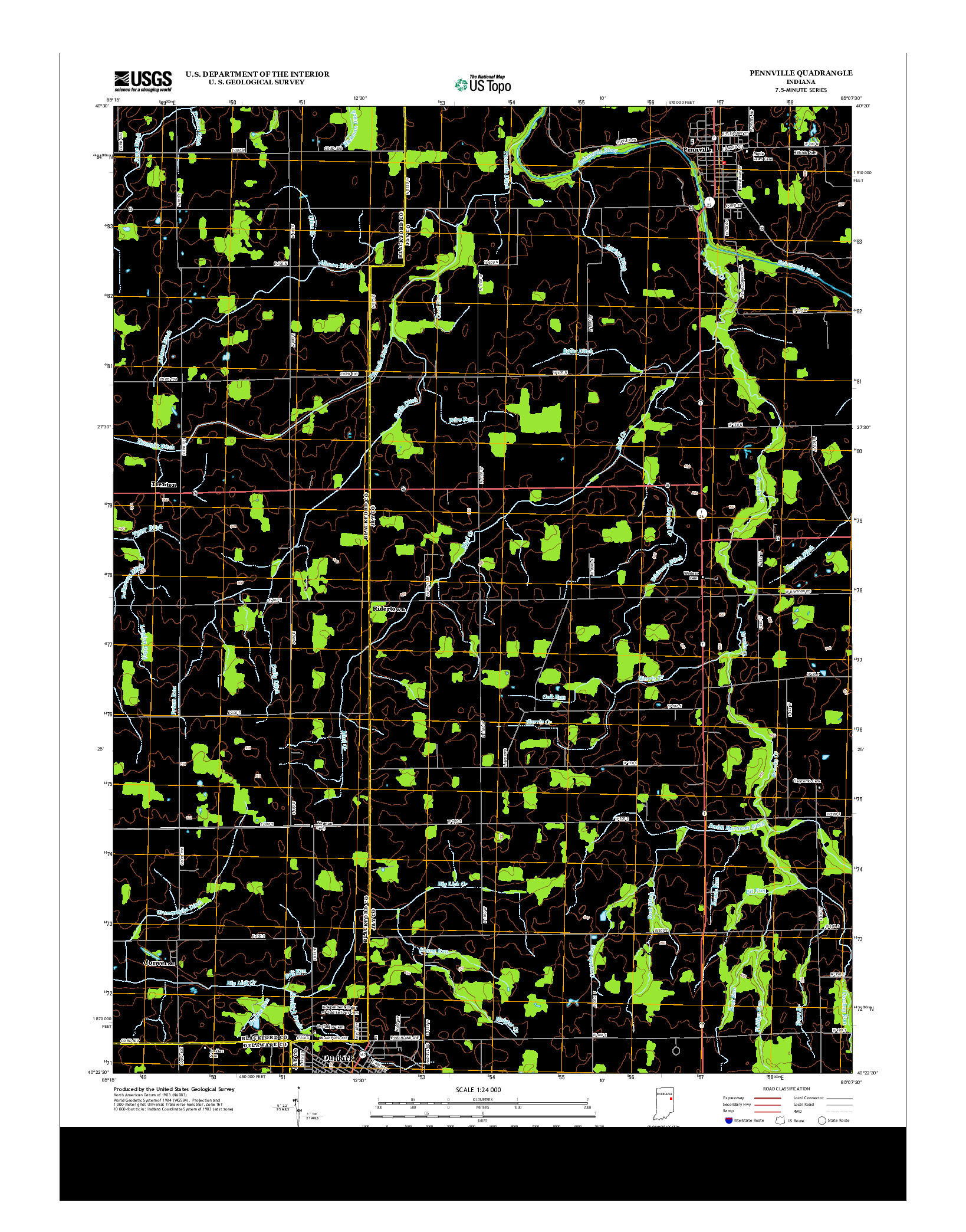 USGS US TOPO 7.5-MINUTE MAP FOR PENNVILLE, IN 2013