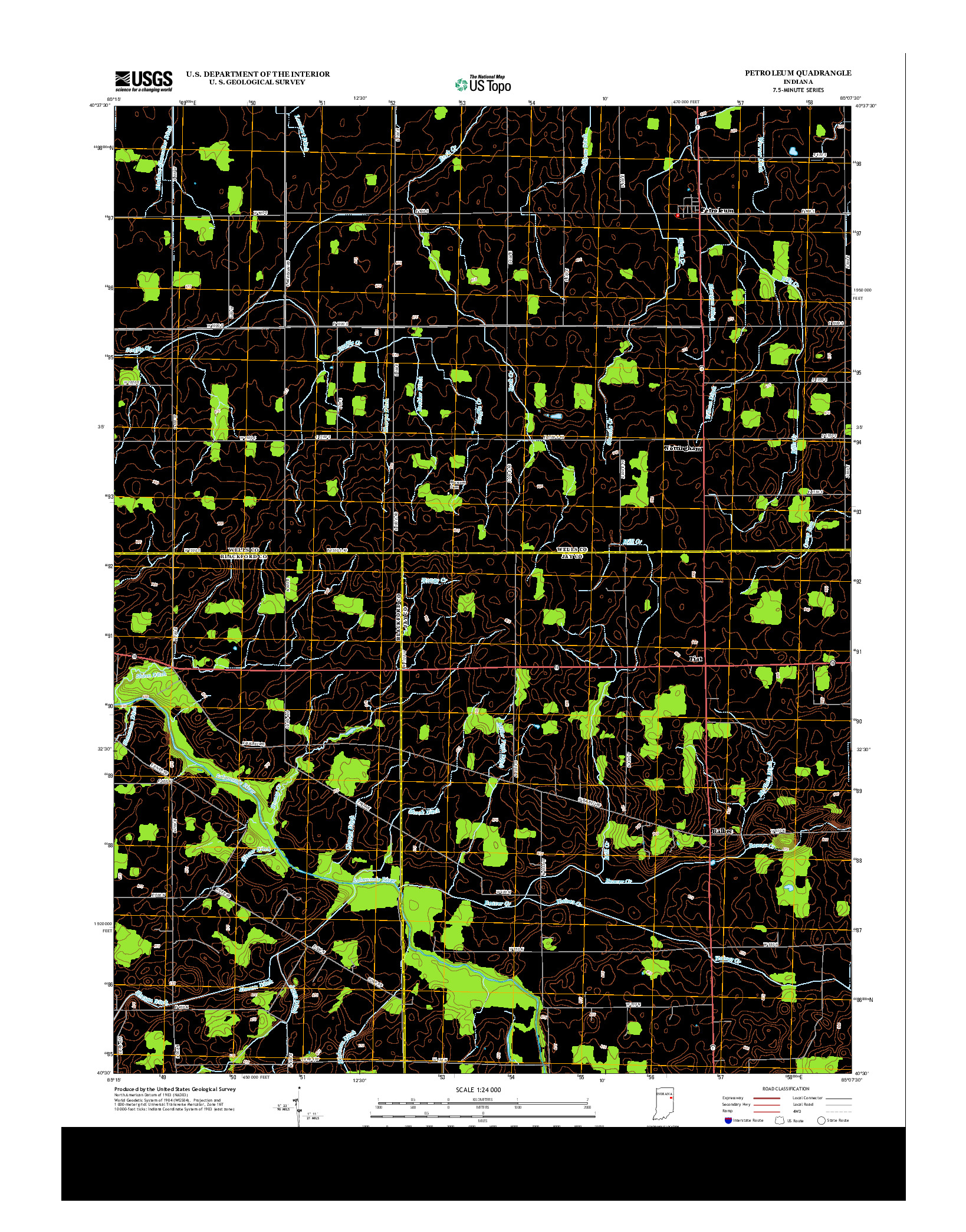 USGS US TOPO 7.5-MINUTE MAP FOR PETROLEUM, IN 2013