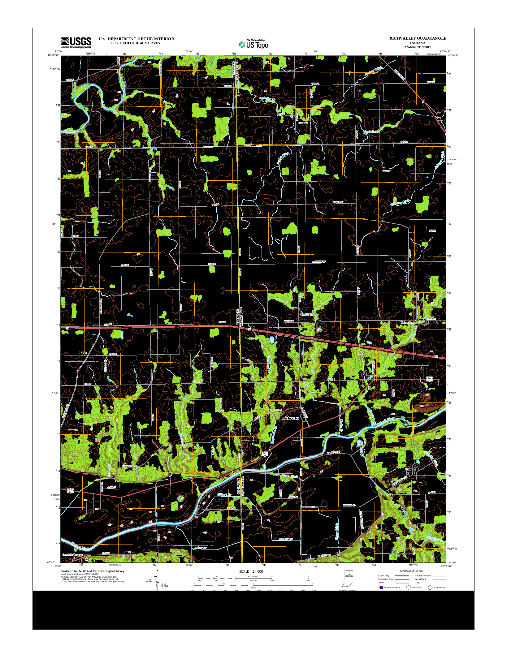 USGS US TOPO 7.5-MINUTE MAP FOR RICHVALLEY, IN 2013