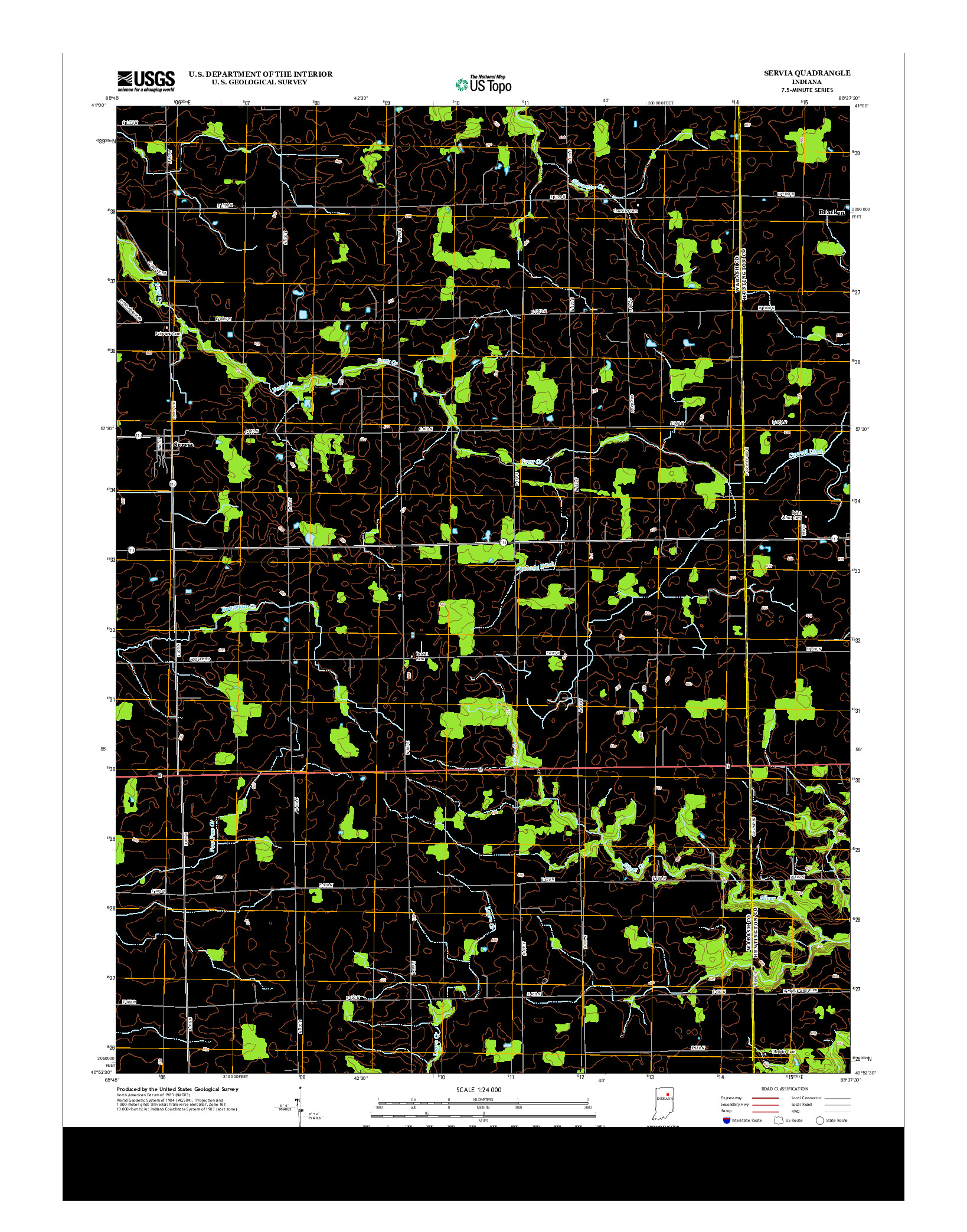 USGS US TOPO 7.5-MINUTE MAP FOR SERVIA, IN 2013