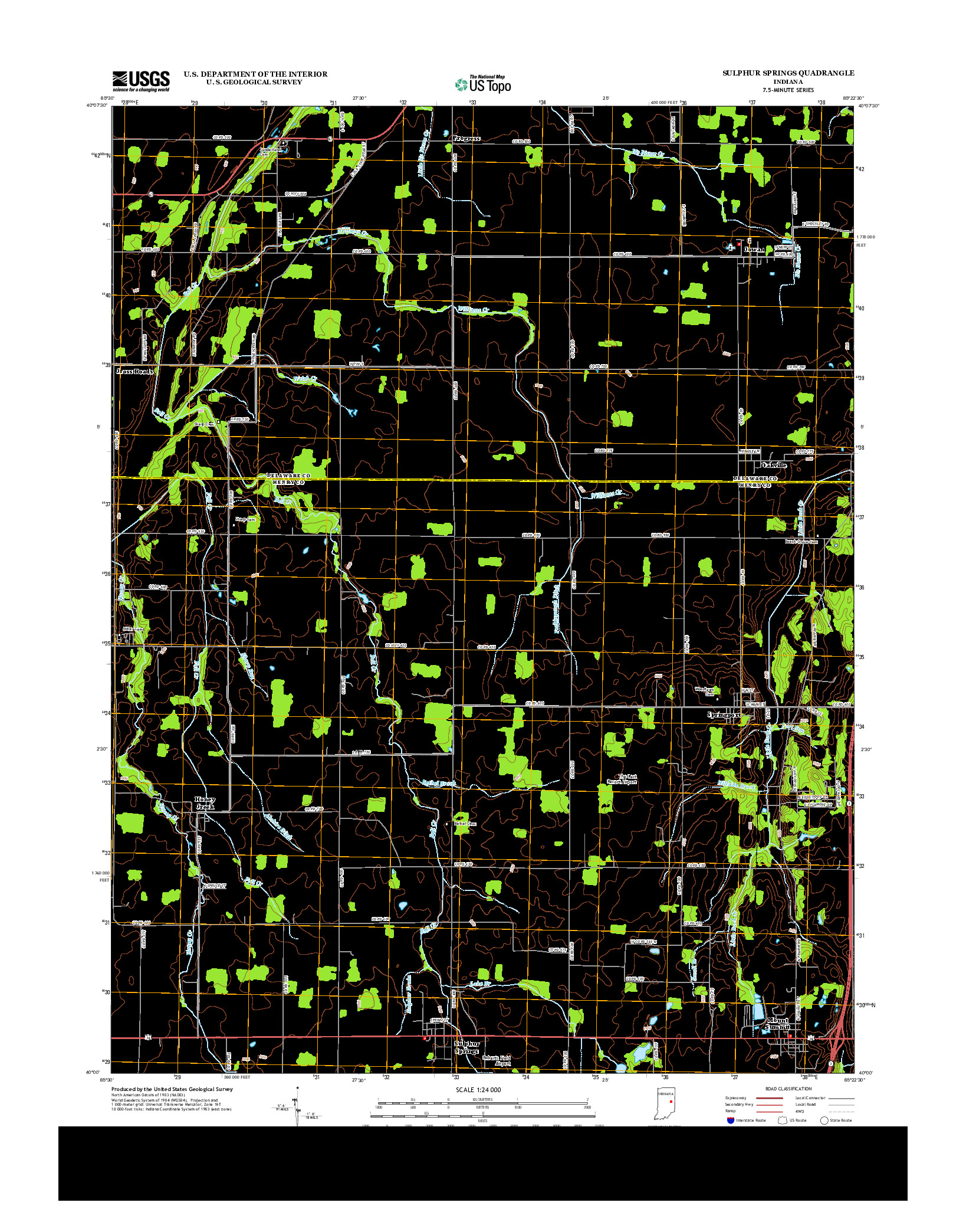 USGS US TOPO 7.5-MINUTE MAP FOR SULPHUR SPRINGS, IN 2013