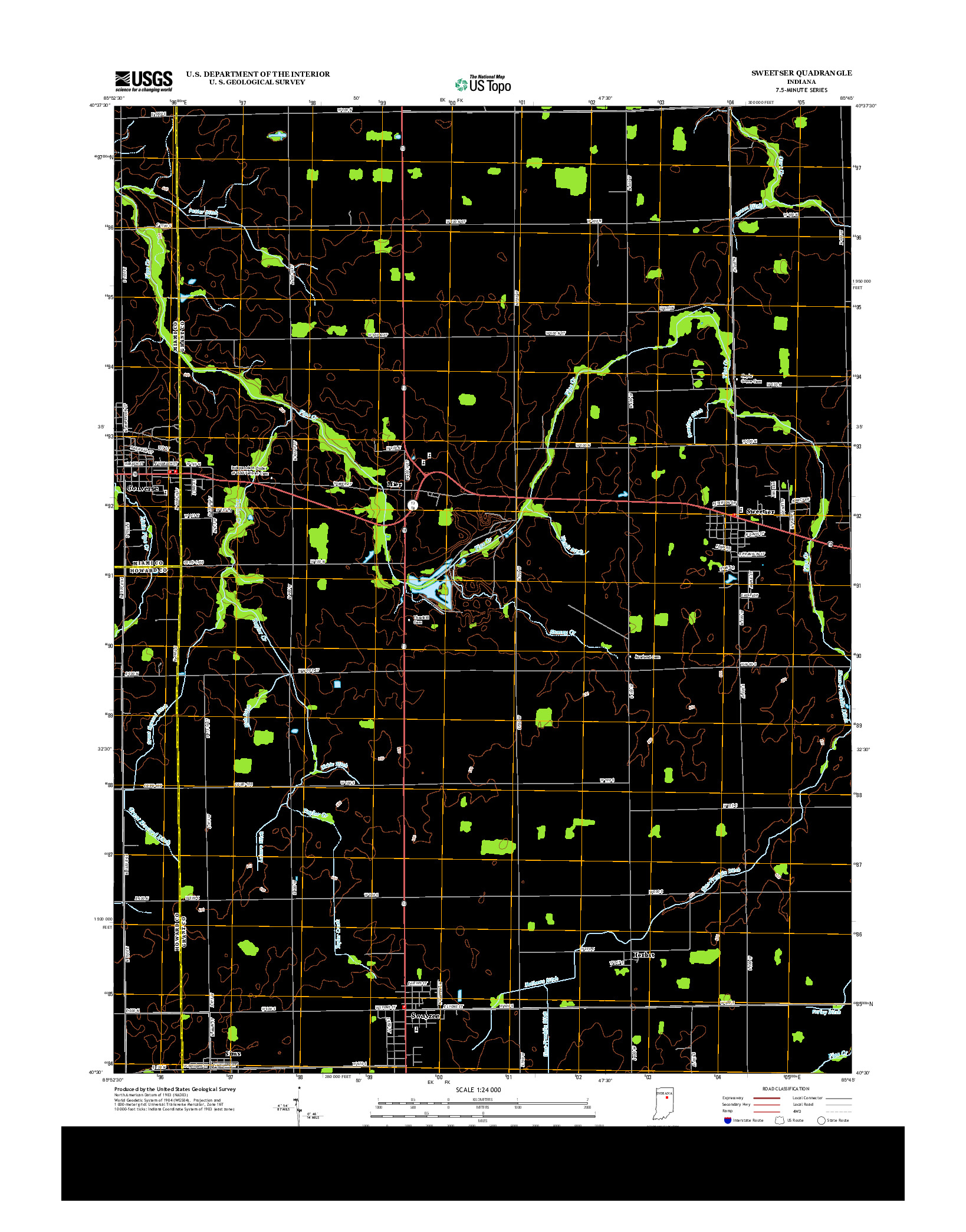 USGS US TOPO 7.5-MINUTE MAP FOR SWEETSER, IN 2013