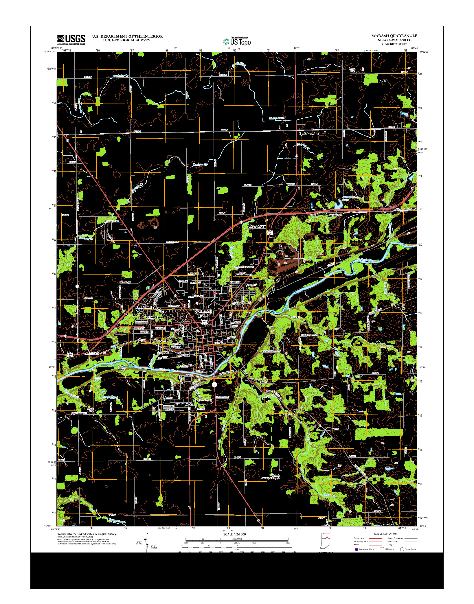 USGS US TOPO 7.5-MINUTE MAP FOR WABASH, IN 2013