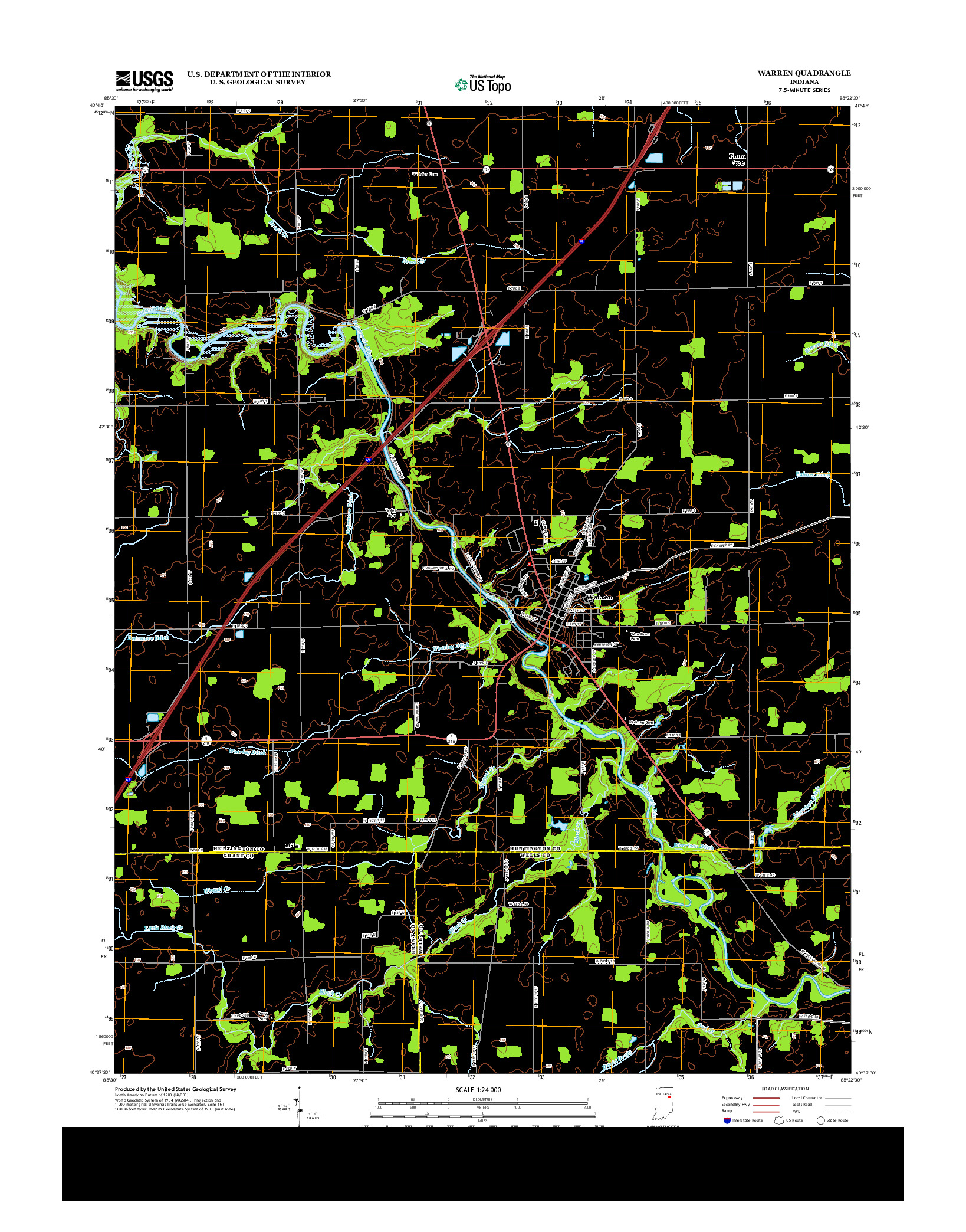 USGS US TOPO 7.5-MINUTE MAP FOR WARREN, IN 2013