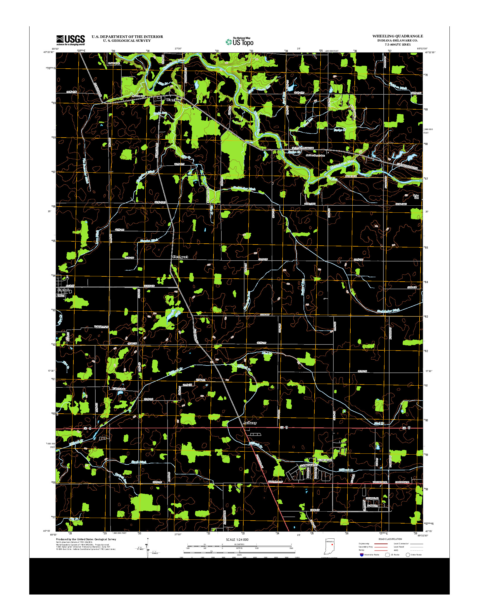 USGS US TOPO 7.5-MINUTE MAP FOR WHEELING, IN 2013