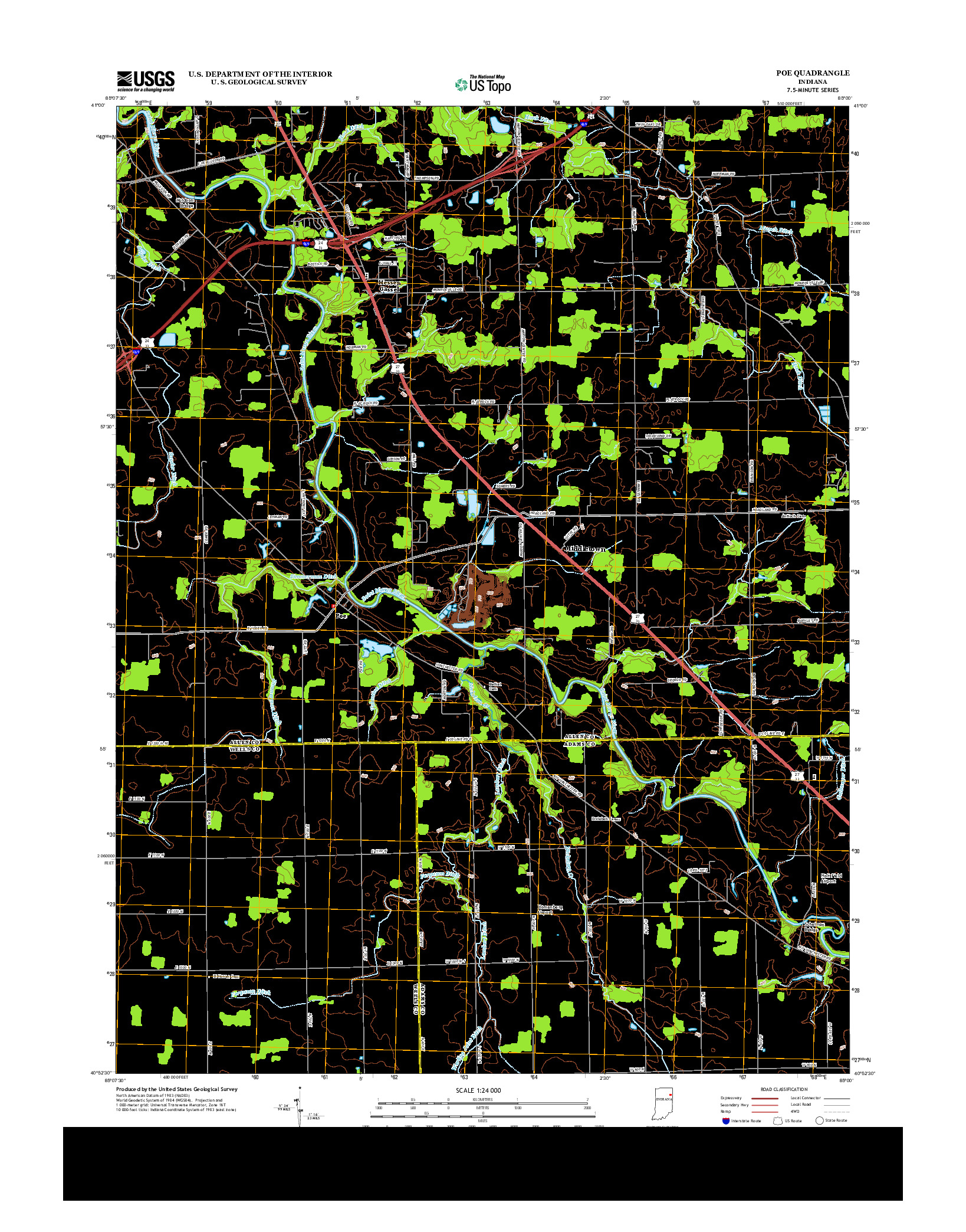 USGS US TOPO 7.5-MINUTE MAP FOR POE, IN 2013