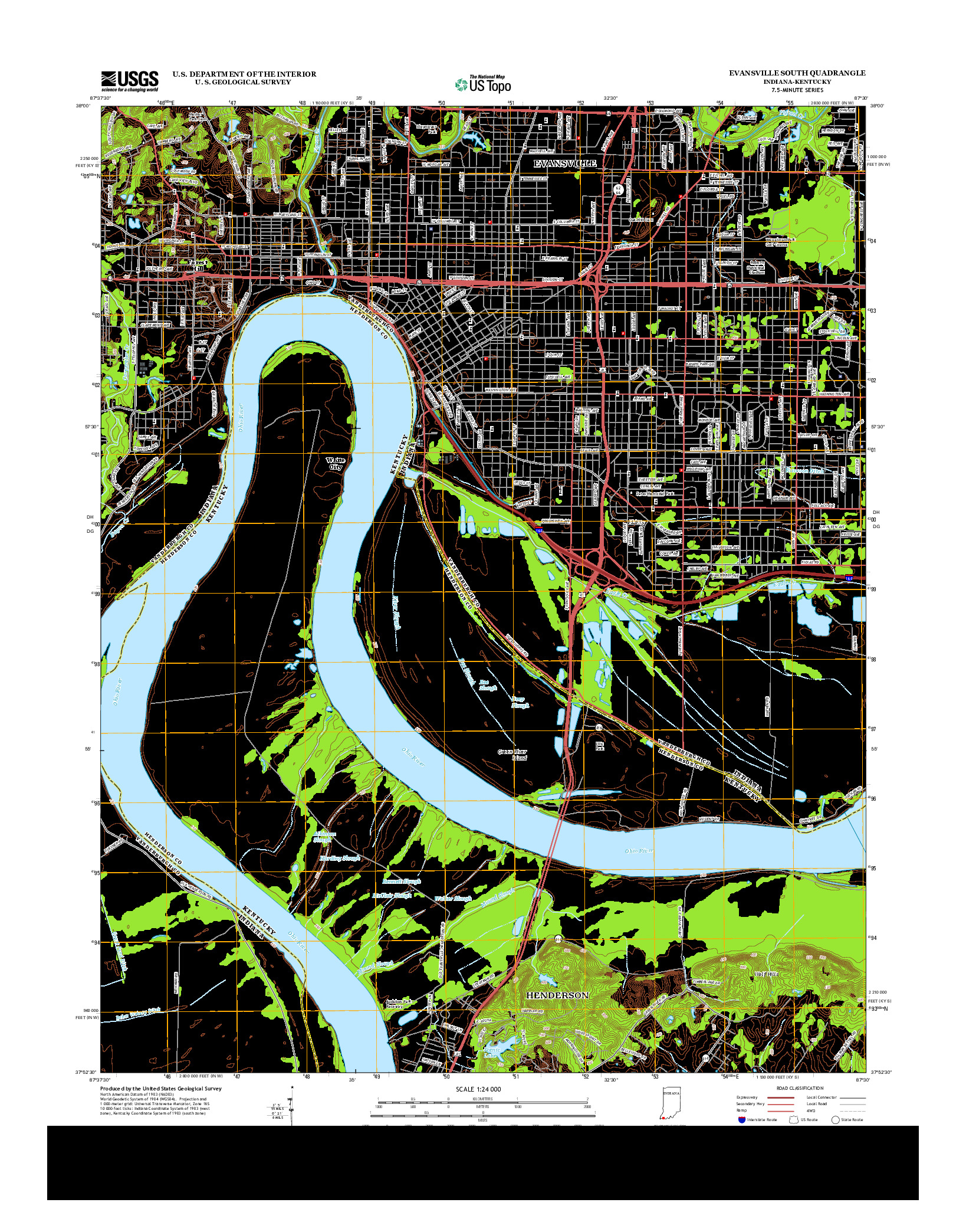 USGS US TOPO 7.5-MINUTE MAP FOR EVANSVILLE SOUTH, IN-KY 2013