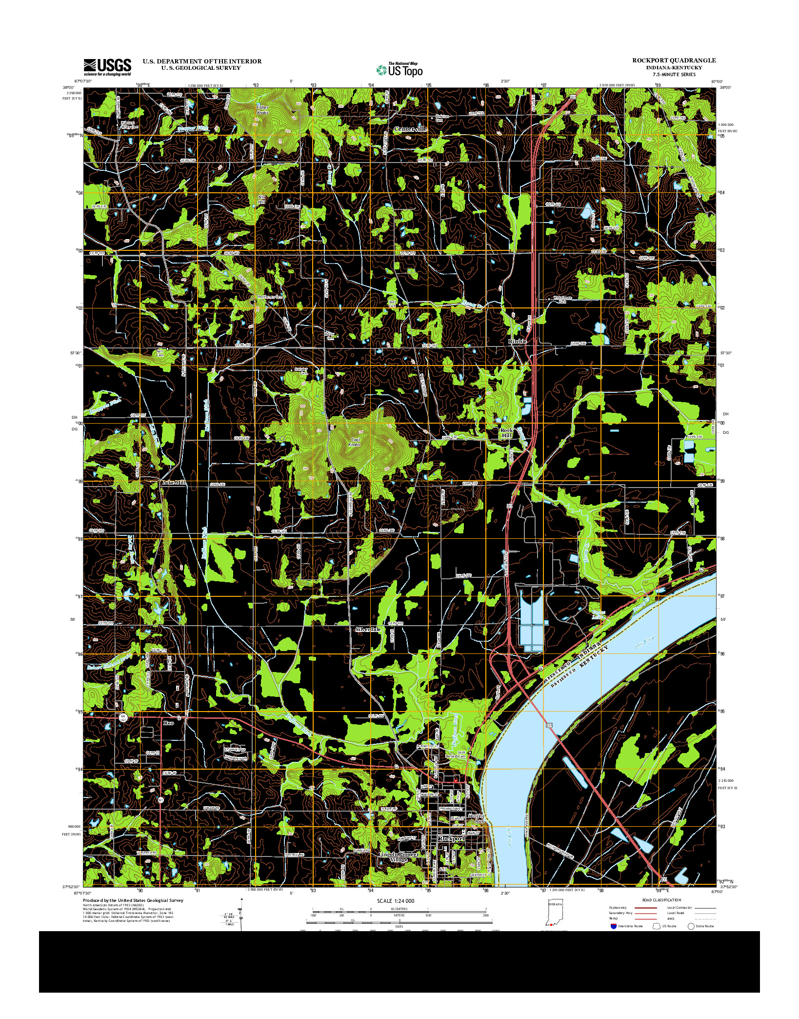 USGS US TOPO 7.5-MINUTE MAP FOR ROCKPORT, IN-KY 2013