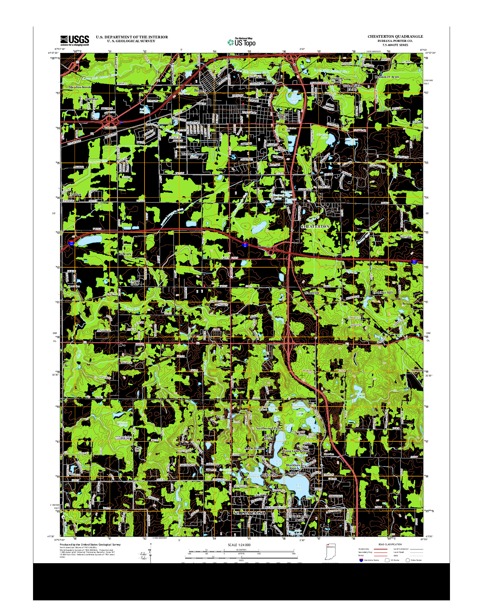 USGS US TOPO 7.5-MINUTE MAP FOR CHESTERTON, IN 2013