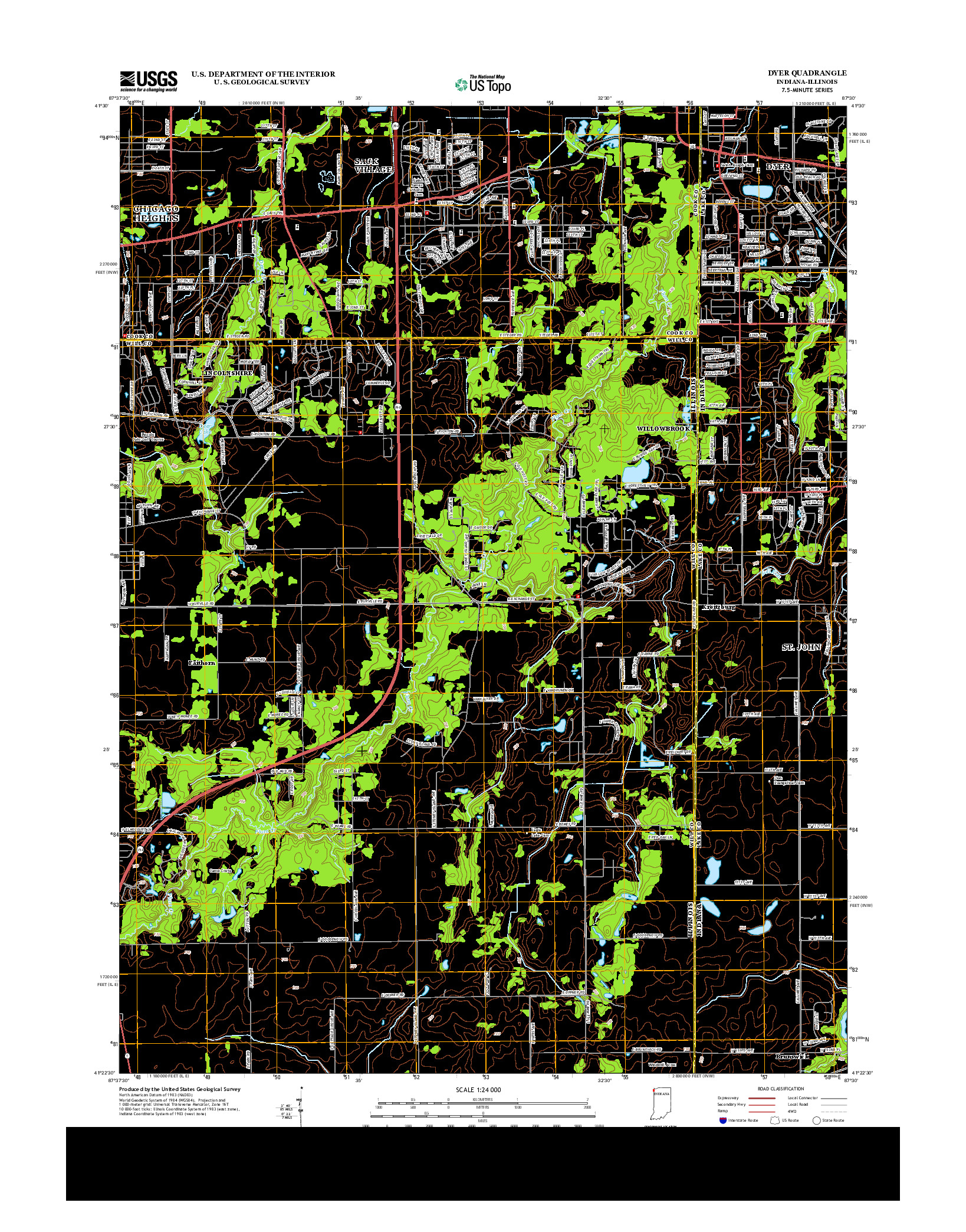 USGS US TOPO 7.5-MINUTE MAP FOR DYER, IN-IL 2013