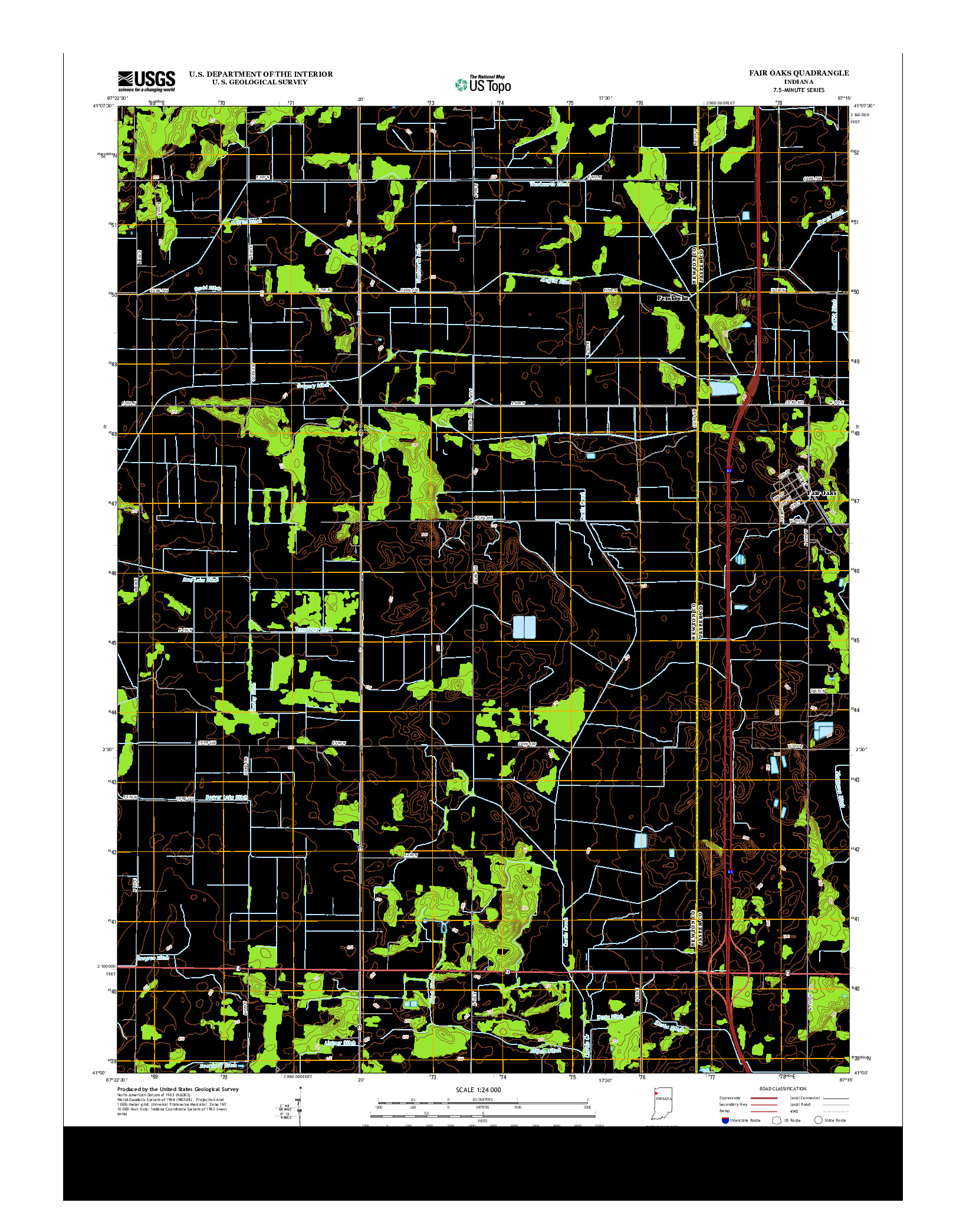 USGS US TOPO 7.5-MINUTE MAP FOR FAIR OAKS, IN 2013