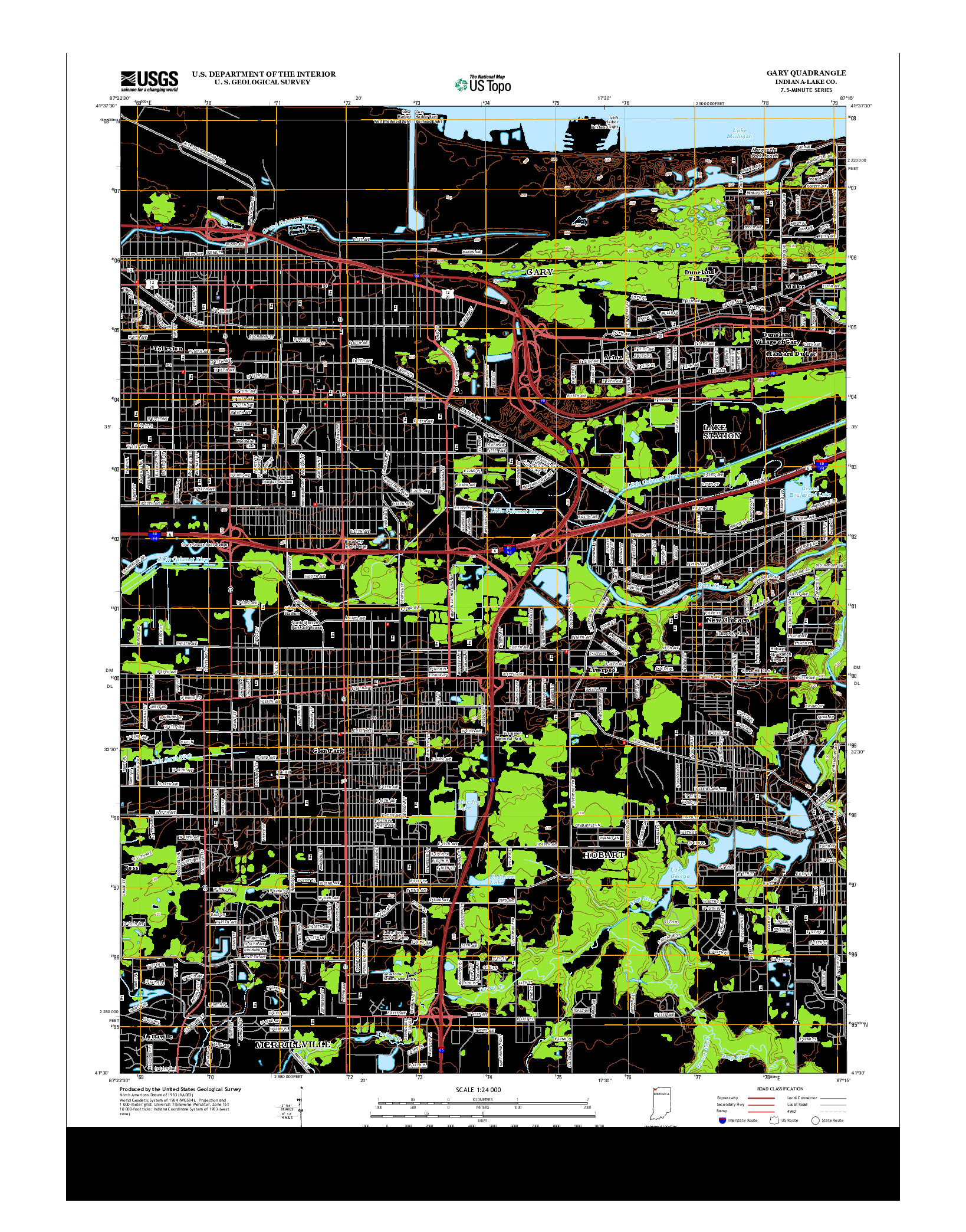 USGS US TOPO 7.5-MINUTE MAP FOR GARY, IN 2013