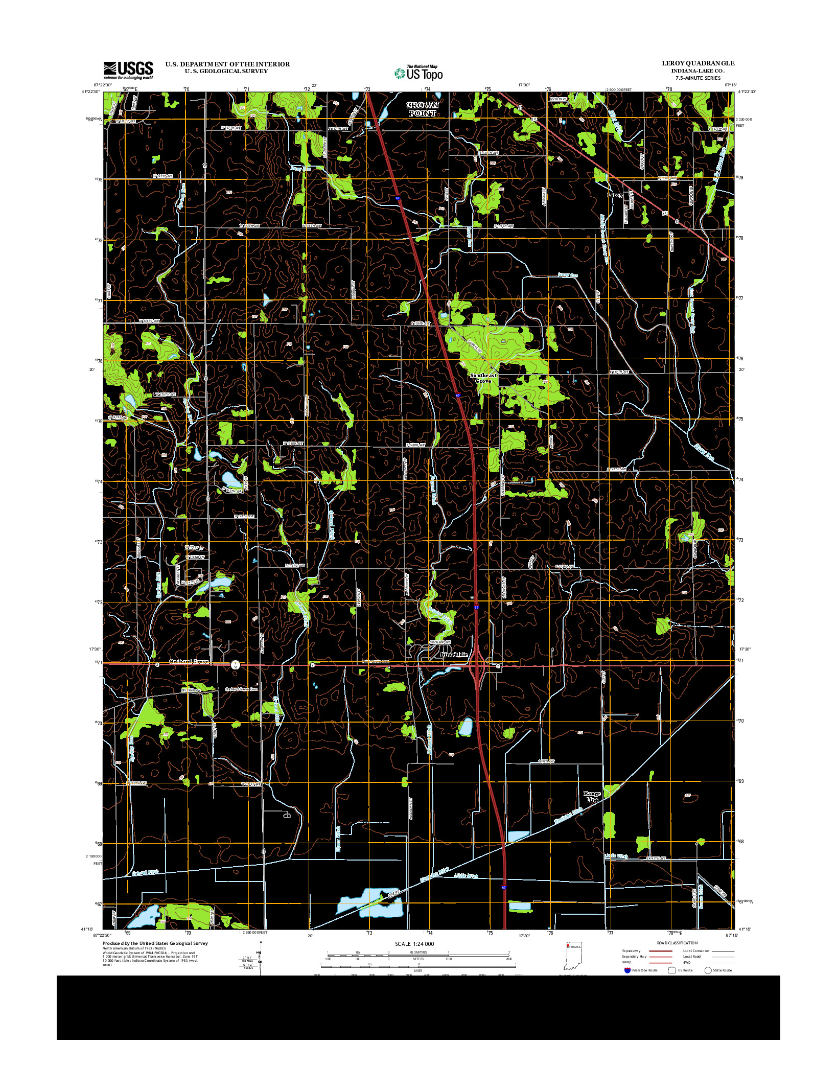 USGS US TOPO 7.5-MINUTE MAP FOR LEROY, IN 2013