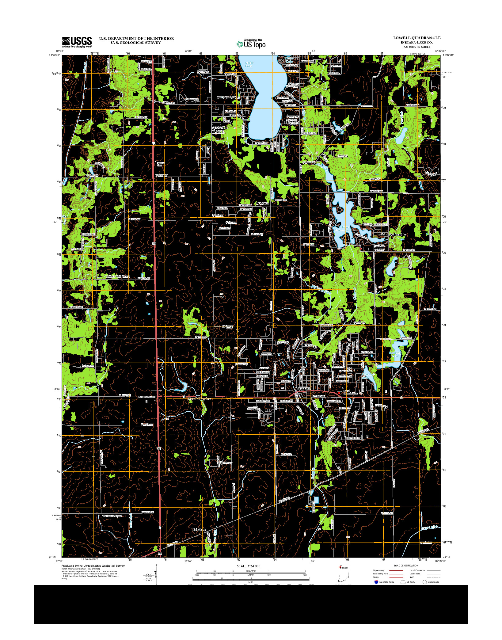 USGS US TOPO 7.5-MINUTE MAP FOR LOWELL, IN 2013