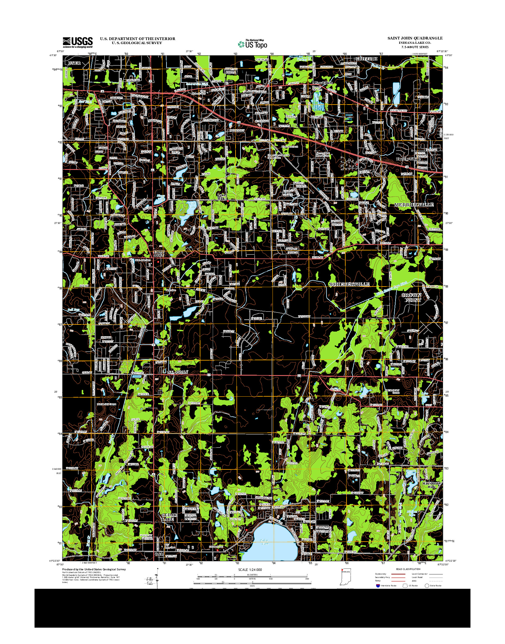 USGS US TOPO 7.5-MINUTE MAP FOR SAINT JOHN, IN 2013