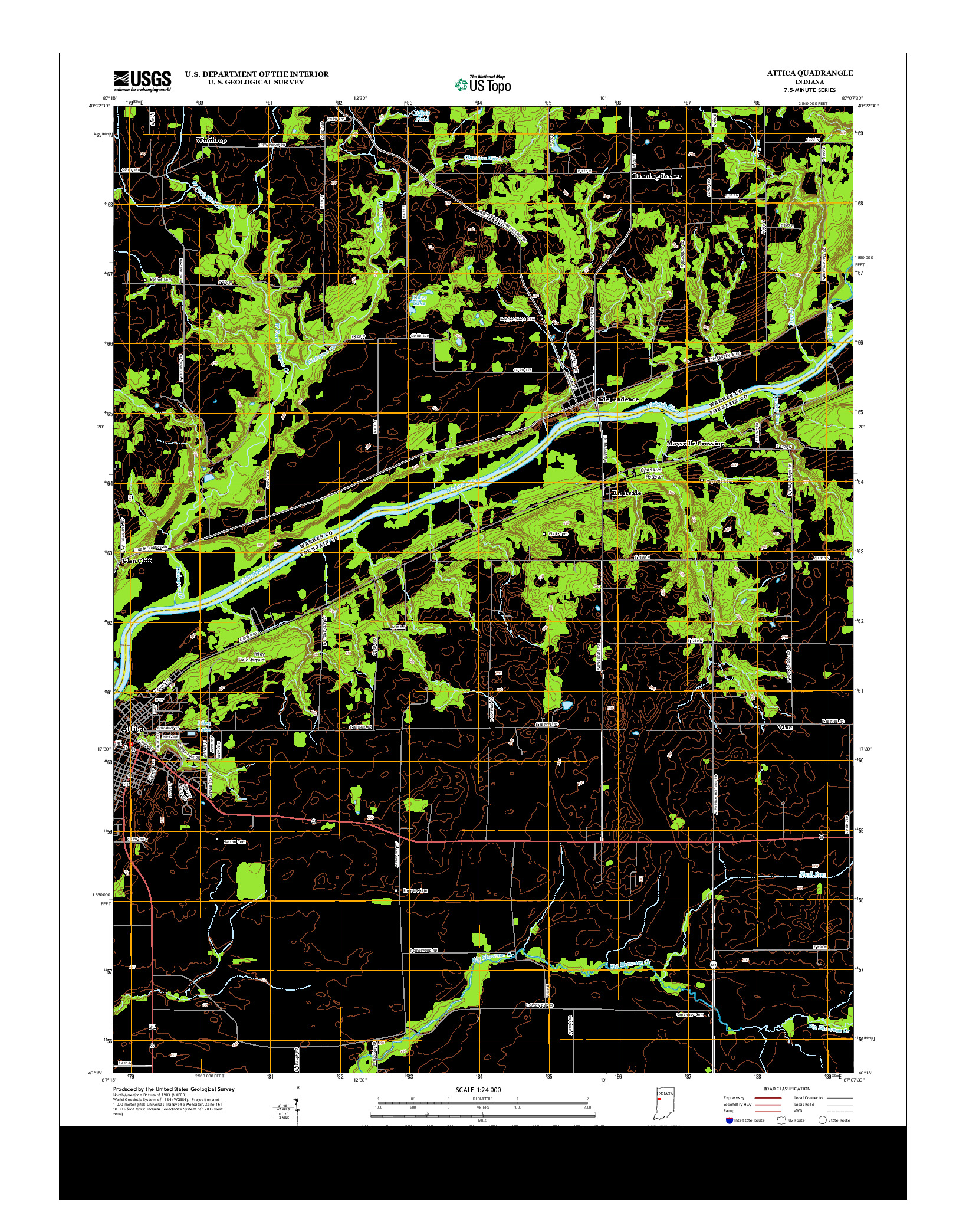 USGS US TOPO 7.5-MINUTE MAP FOR ATTICA, IN 2013