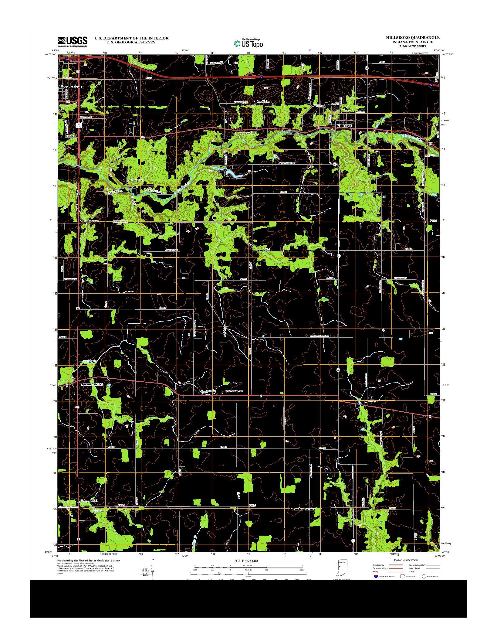 USGS US TOPO 7.5-MINUTE MAP FOR HILLSBORO, IN 2013