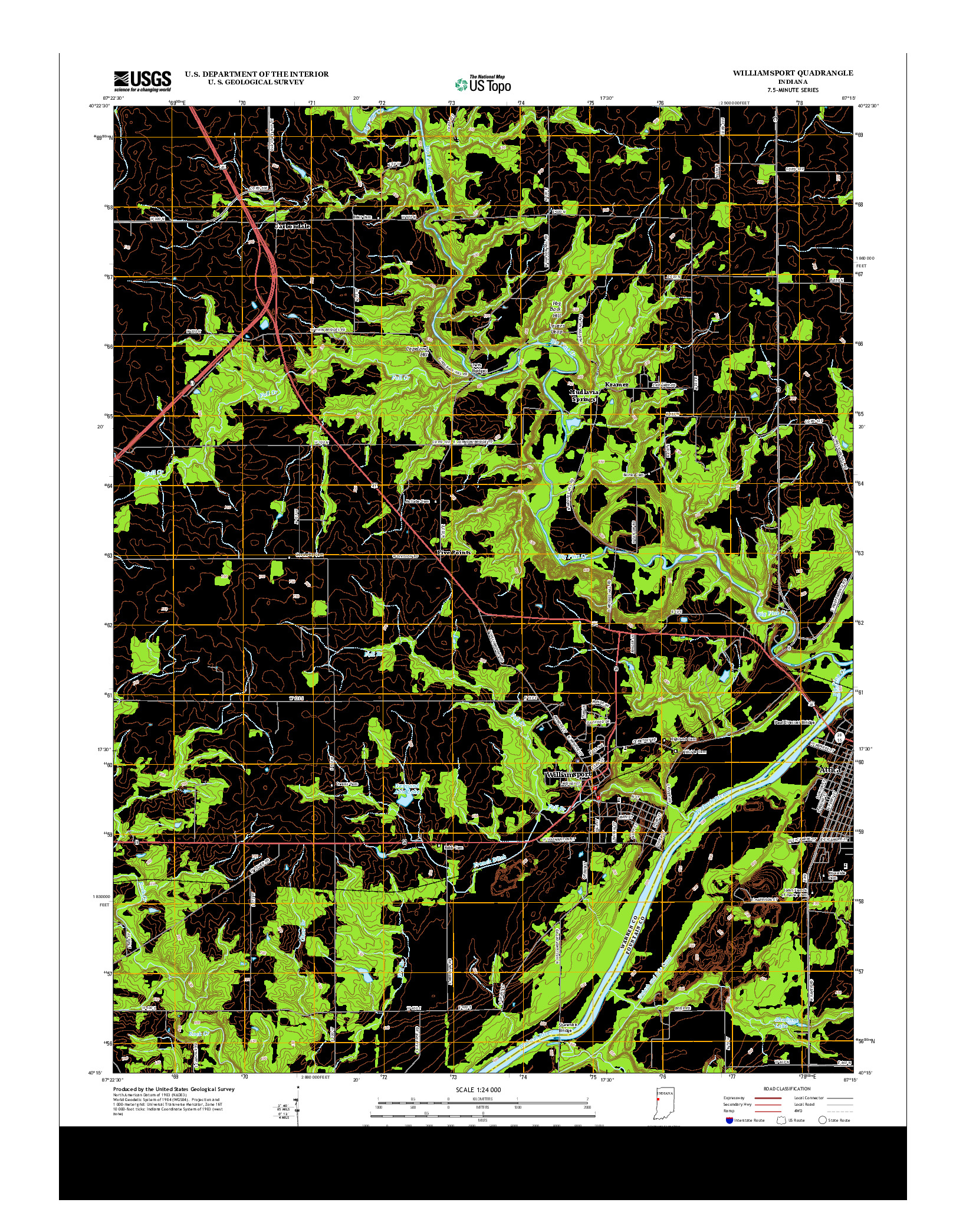 USGS US TOPO 7.5-MINUTE MAP FOR WILLIAMSPORT, IN 2013