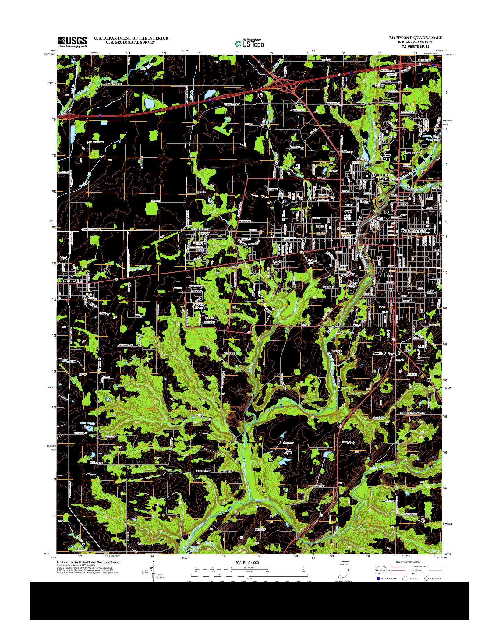 USGS US TOPO 7.5-MINUTE MAP FOR RICHMOND, IN 2013