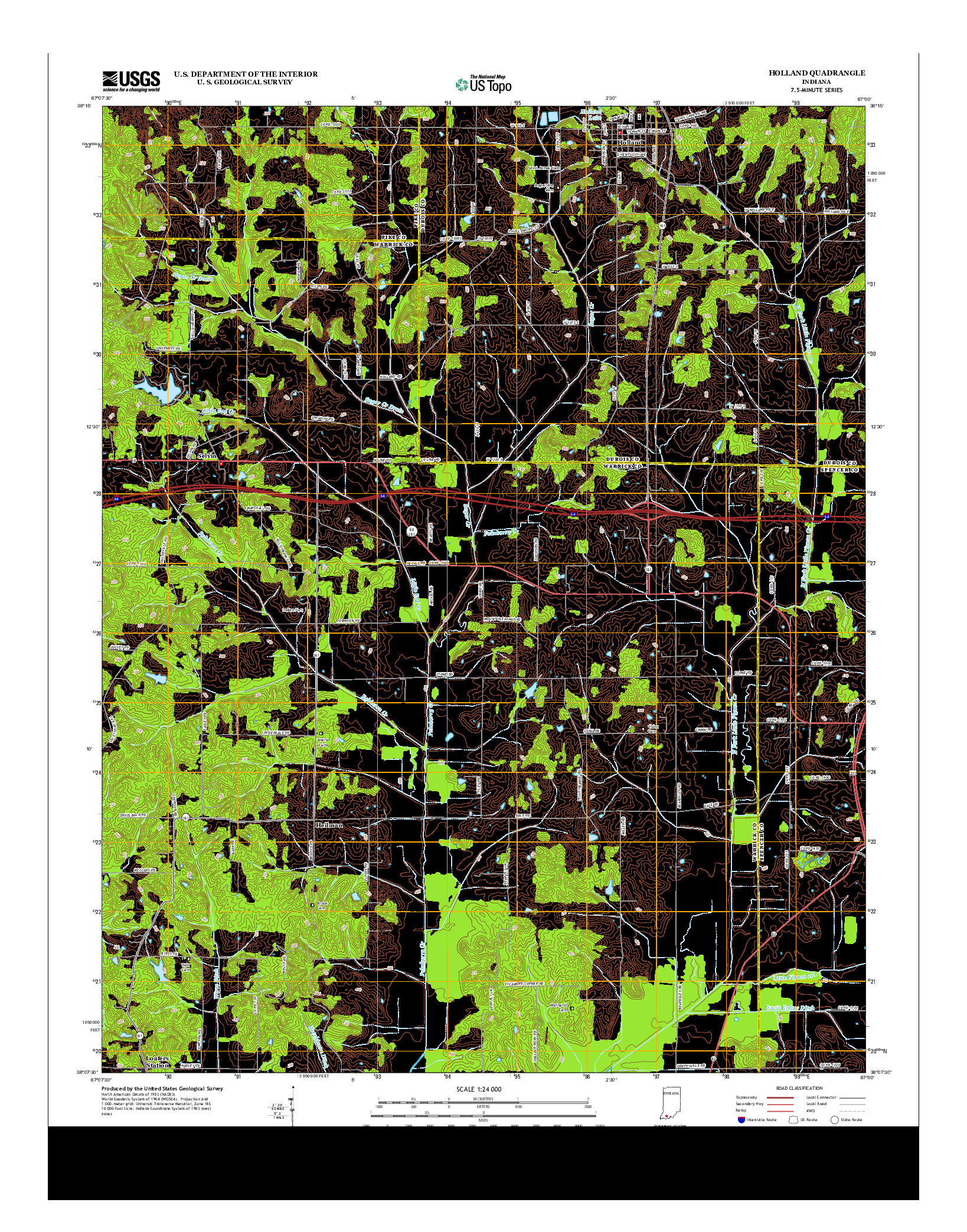 USGS US TOPO 7.5-MINUTE MAP FOR HOLLAND, IN 2013