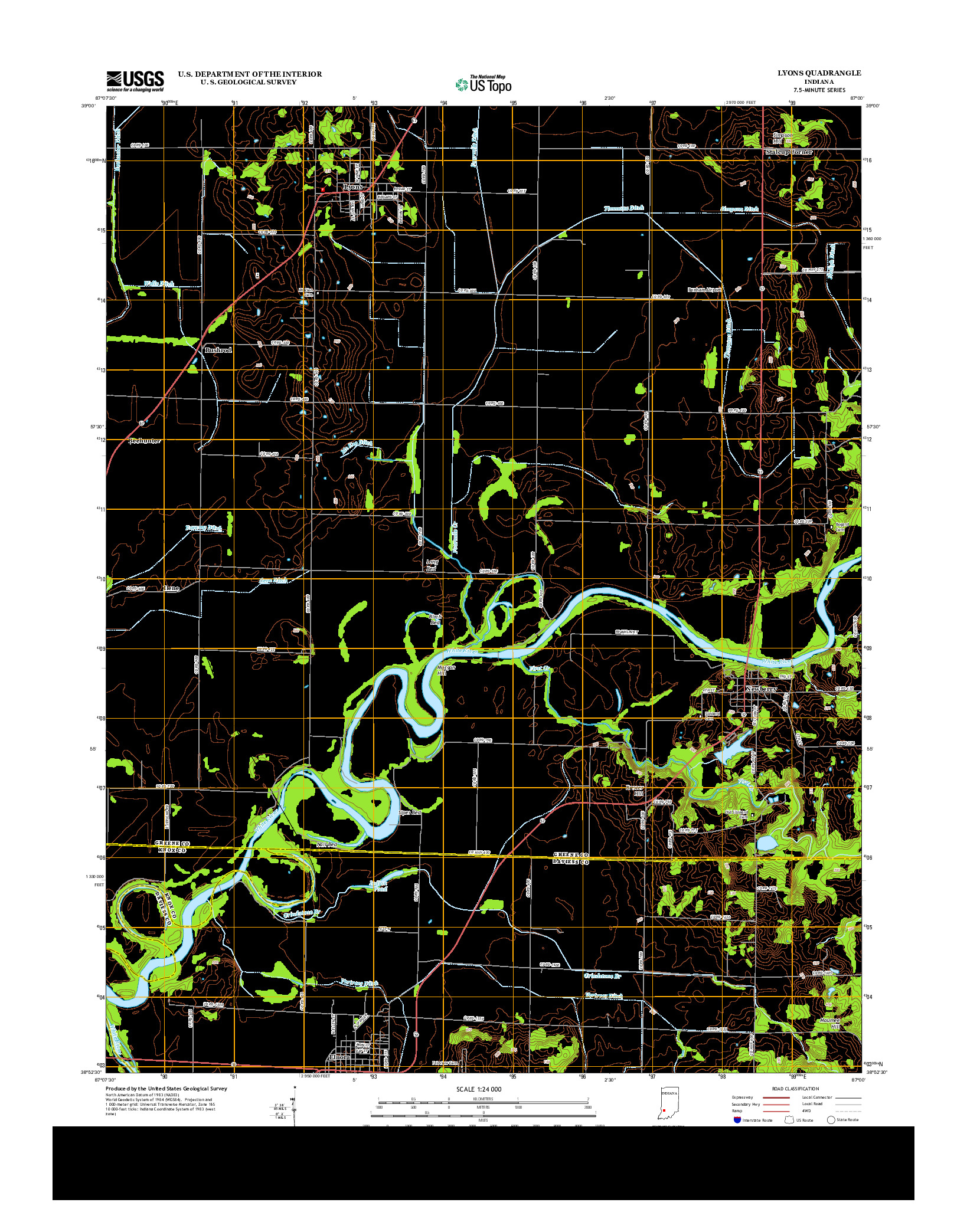 USGS US TOPO 7.5-MINUTE MAP FOR LYONS, IN 2013