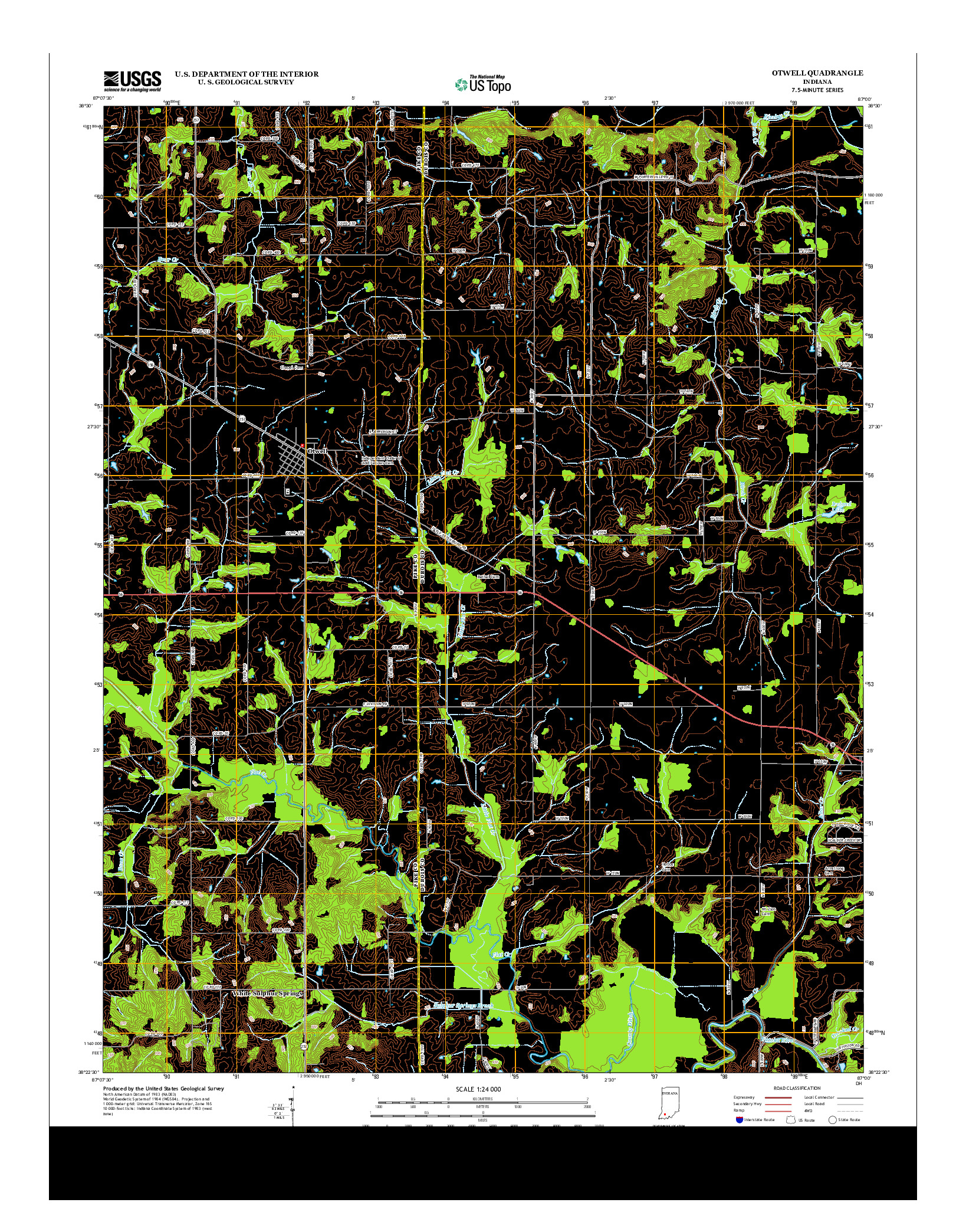 USGS US TOPO 7.5-MINUTE MAP FOR OTWELL, IN 2013