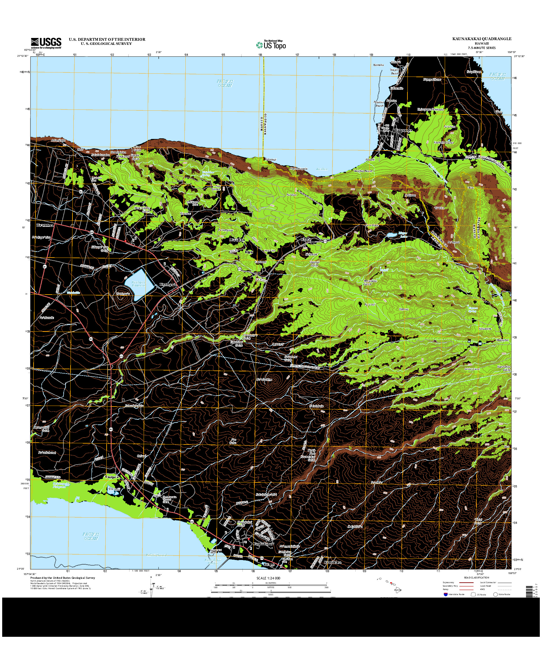USGS US TOPO 7.5-MINUTE MAP FOR KAUNAKAKAI, HI 2013