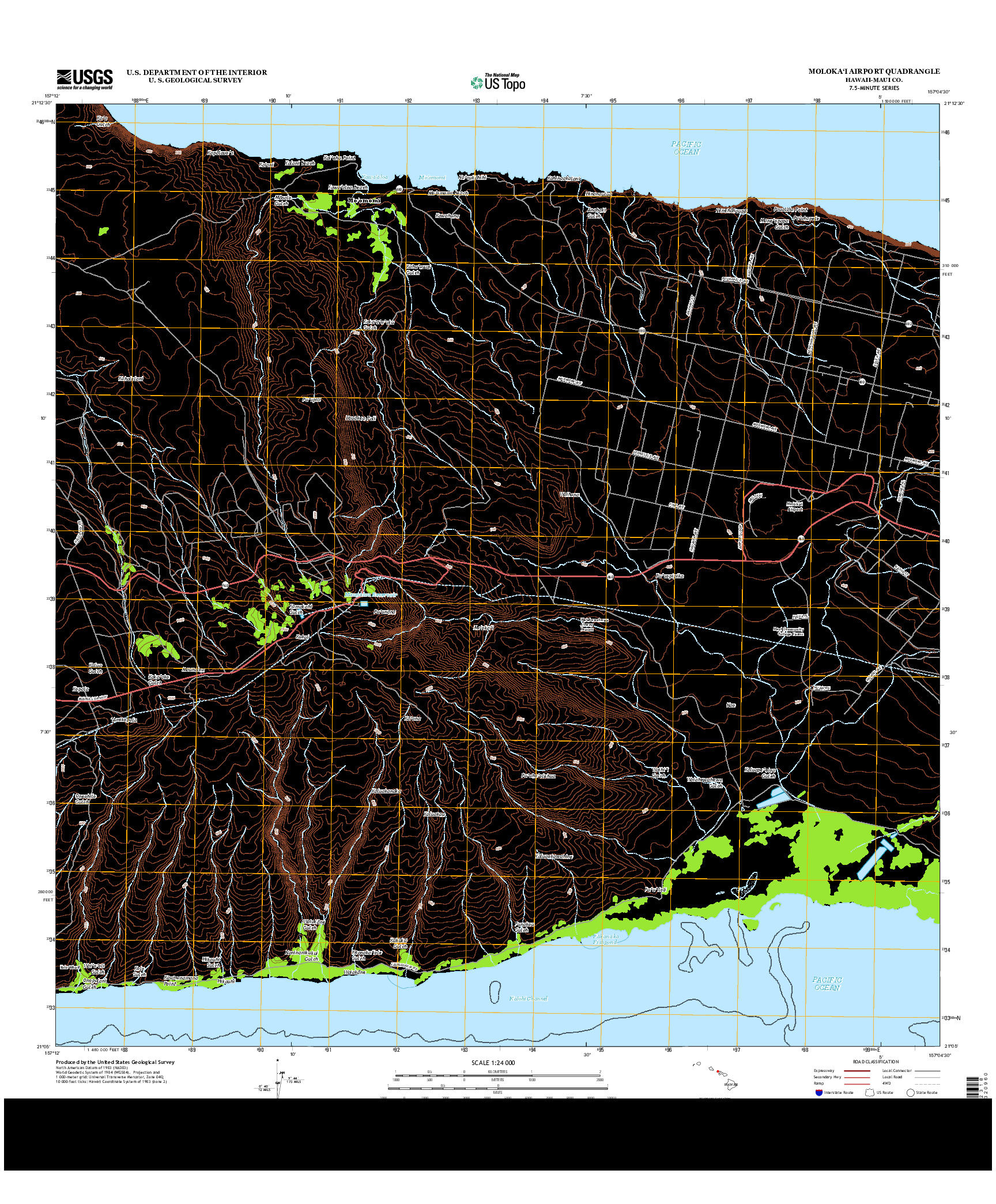 USGS US TOPO 7.5-MINUTE MAP FOR MOLOKA`I AIRPORT, HI 2013