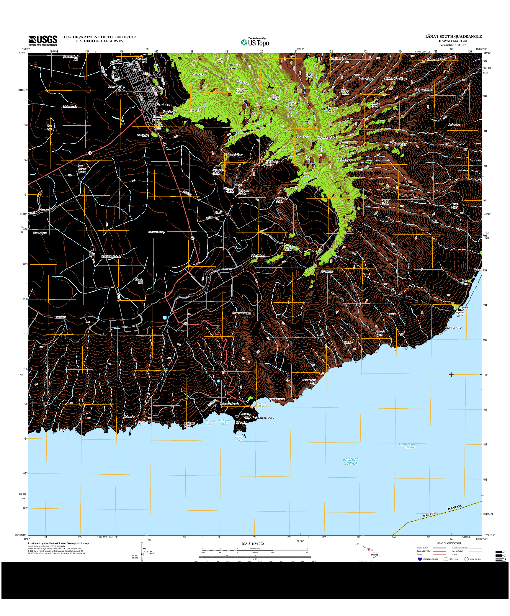 USGS US TOPO 7.5-MINUTE MAP FOR LANA`I SOUTH, HI 2013
