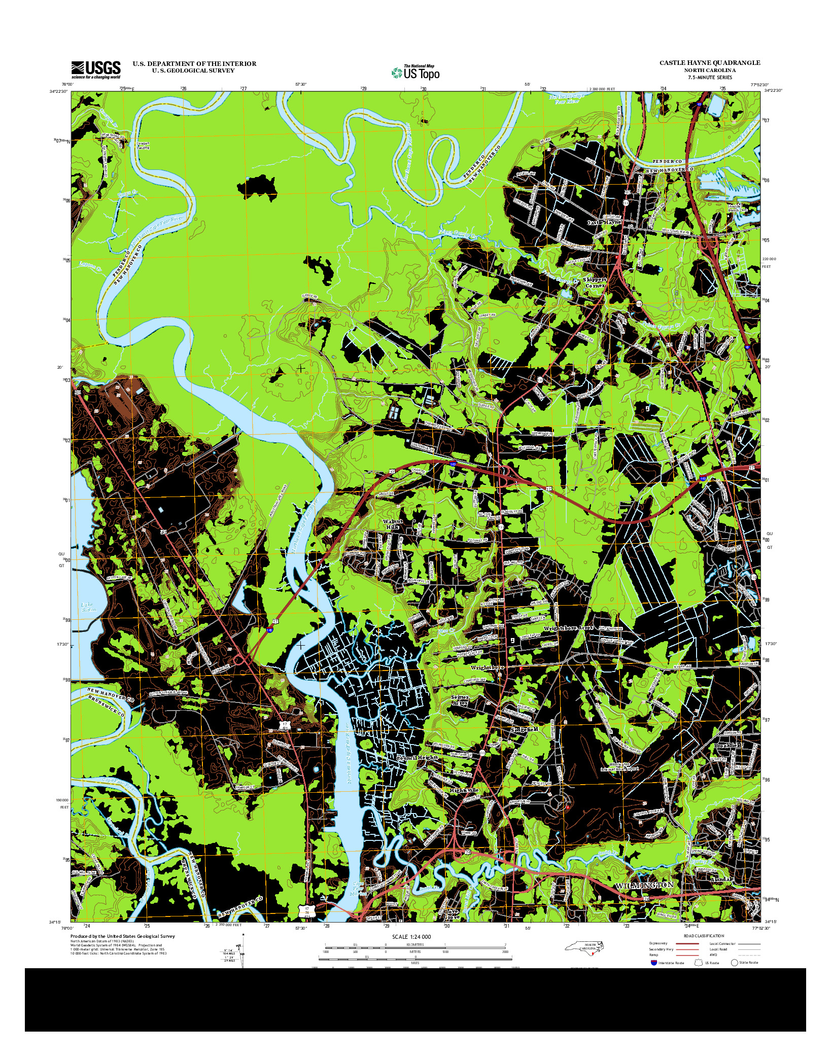 USGS US TOPO 7.5-MINUTE MAP FOR CASTLE HAYNE, NC 2013