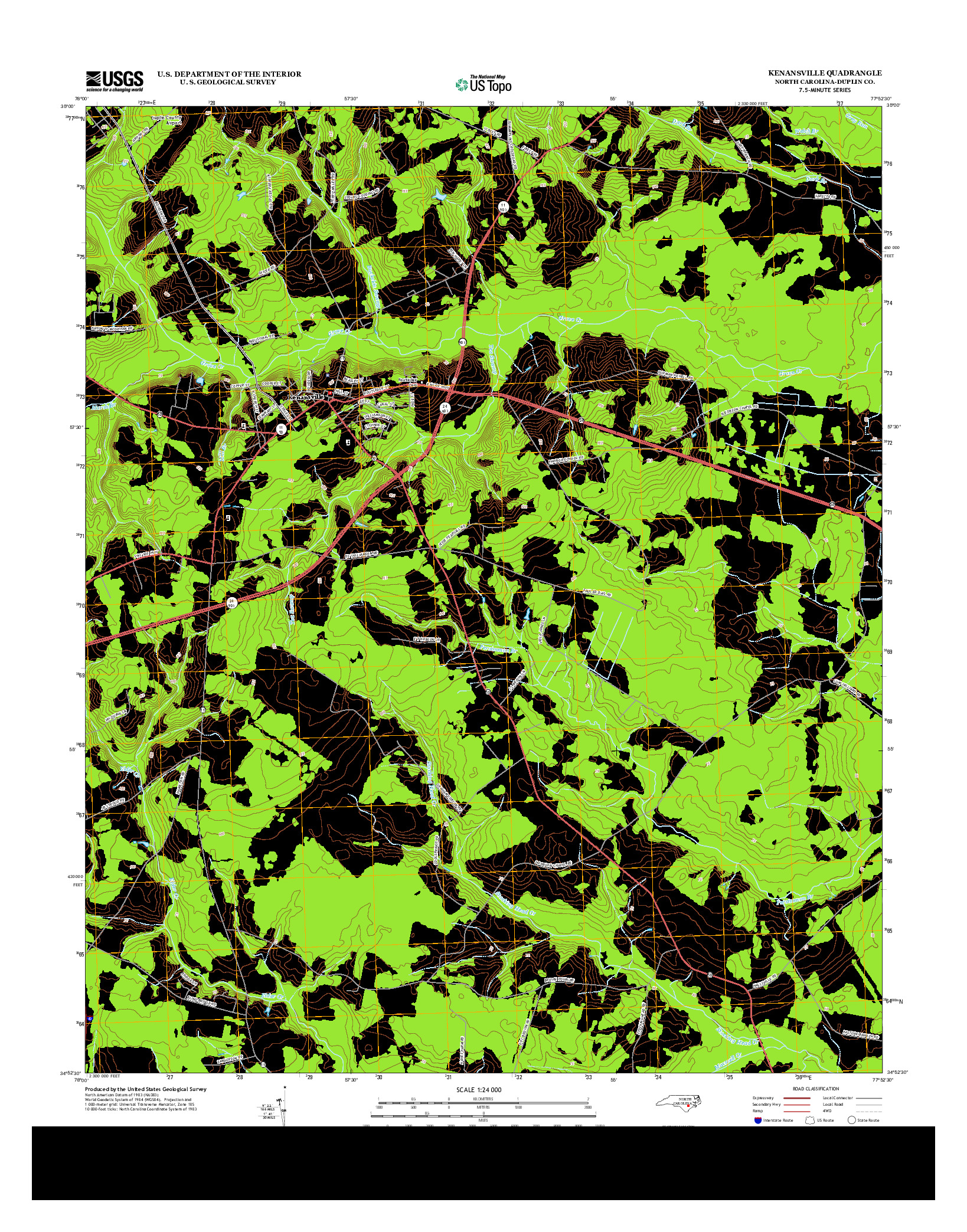 USGS US TOPO 7.5-MINUTE MAP FOR KENANSVILLE, NC 2013